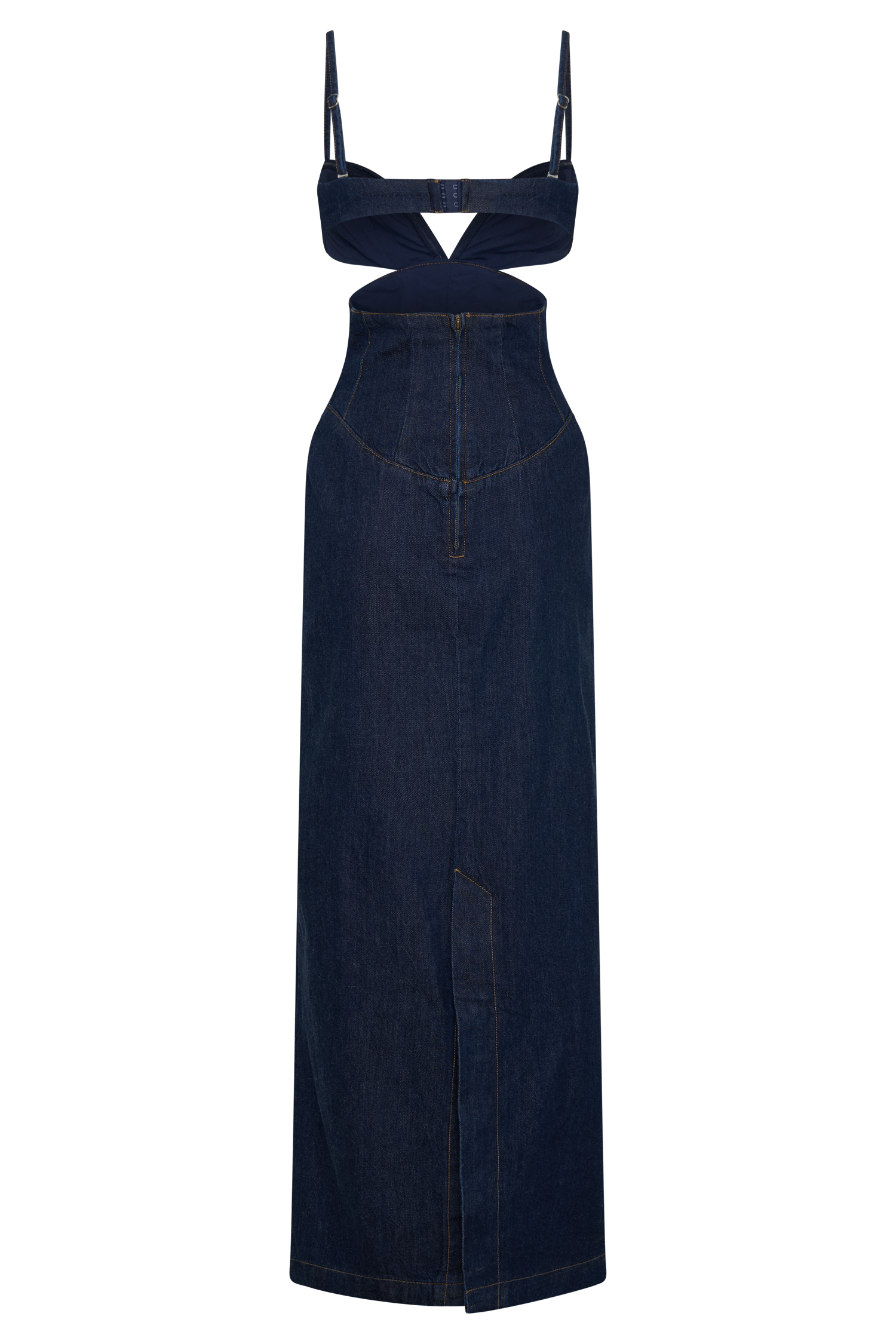 Amila Denim Cupped Maxi Dress - Indigo Blue | MESHKI US Amila Denim Cupped Maxi Dress - Indigo Blue | MESHKI US