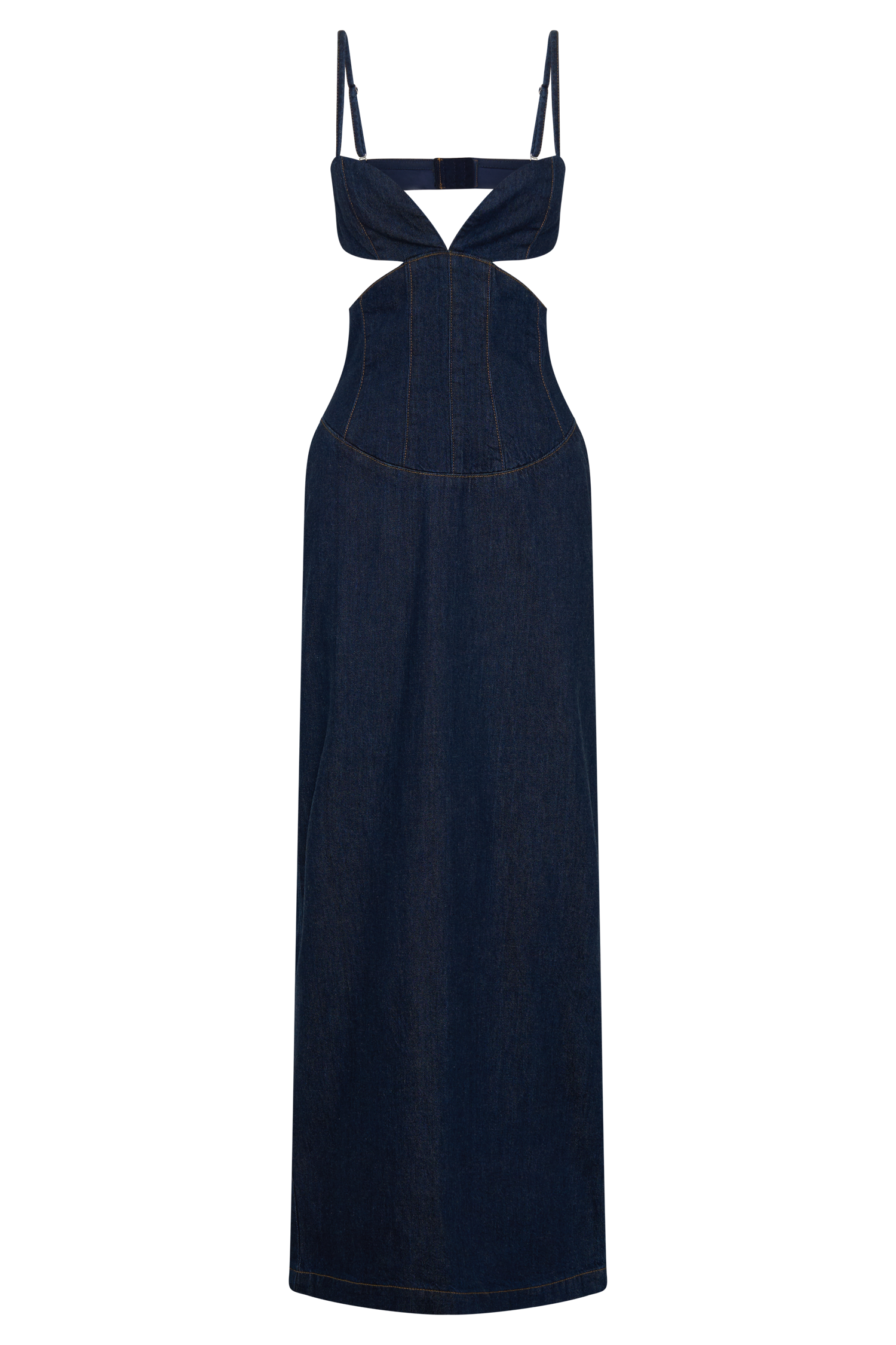 Amila Denim Cupped Maxi Dress - Indigo Blue | MESHKI US Amila Denim Cupped Maxi Dress - Indigo Blue | MESHKI US