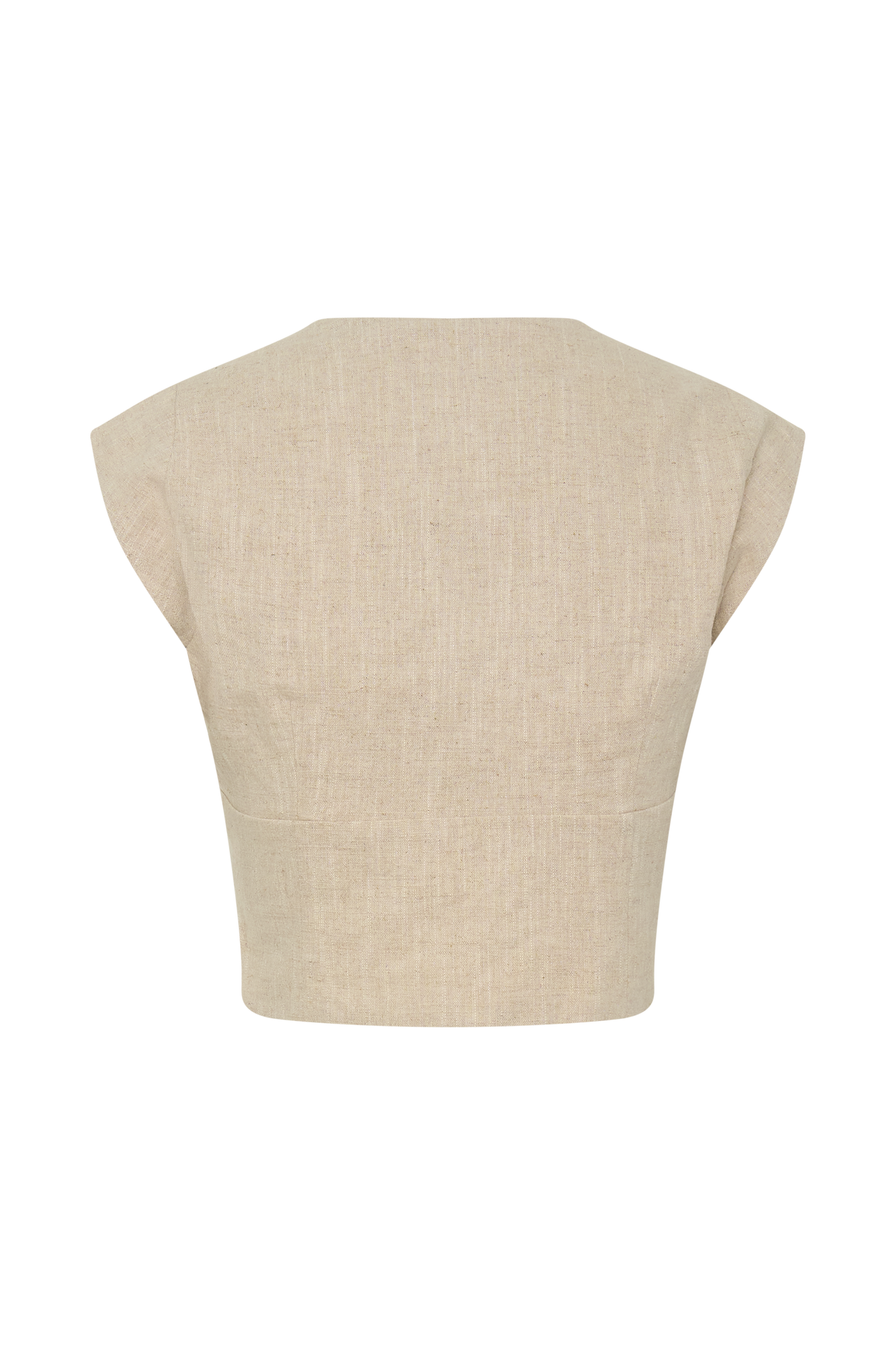 Anahita Linen Front Bows Short Sleeve Top - Natural