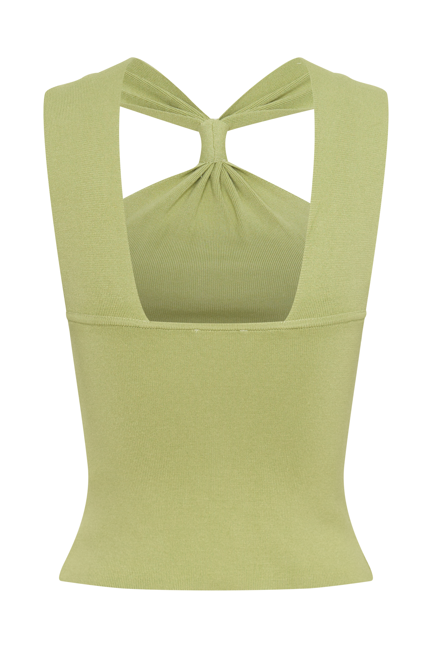 Angelika Twist Front Knit Top - Light Olive | MESHKI US