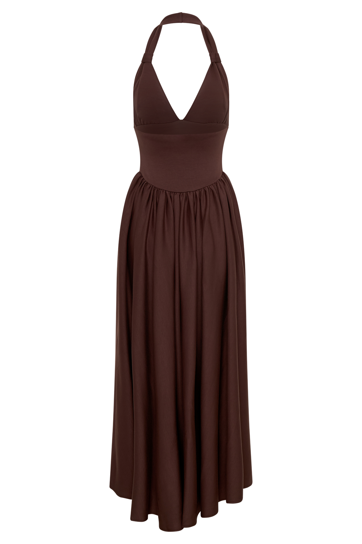 Angelina Scuba Halter Midi Dress - Chocolate #7
