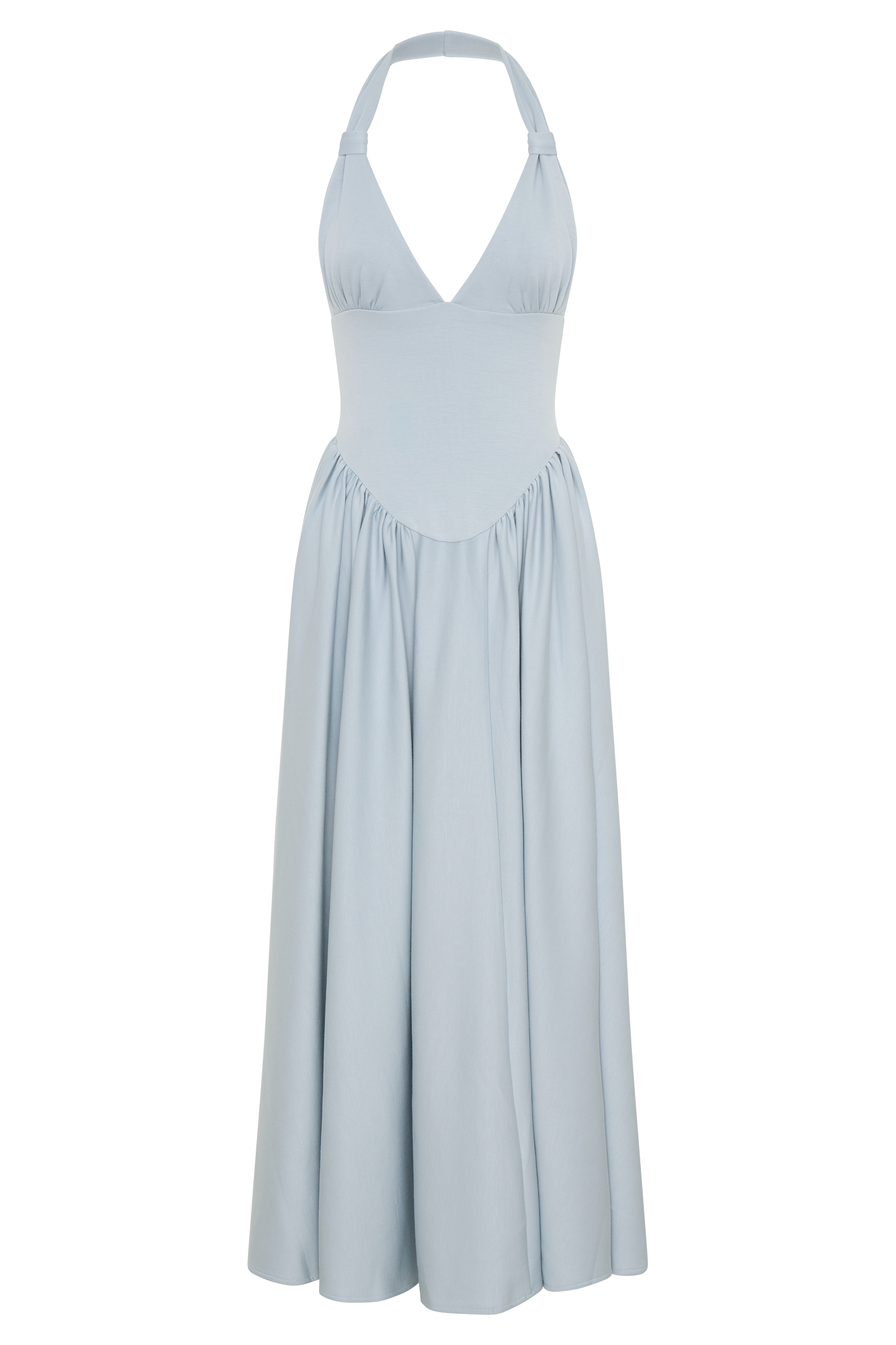 Angelina Scuba Halter Midi Dress - Pale Blue | MESHKI US Angelina Scuba Halter Midi Dress - Pale Blue | MESHKI US