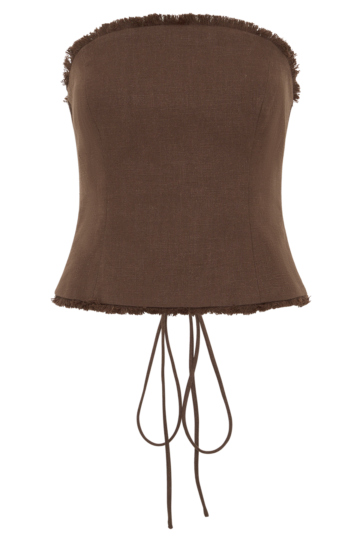 Annie Strapless Tie Back Linen Top - Dark Chocolate #8