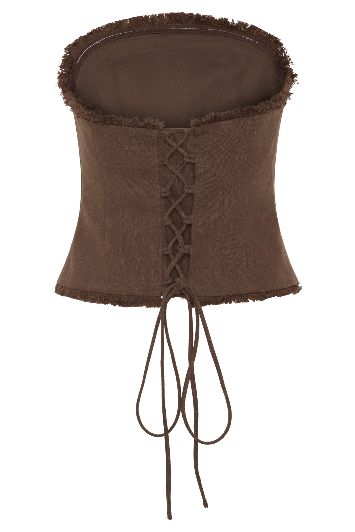 Annie Strapless Tie Back Linen Top - Dark Chocolate