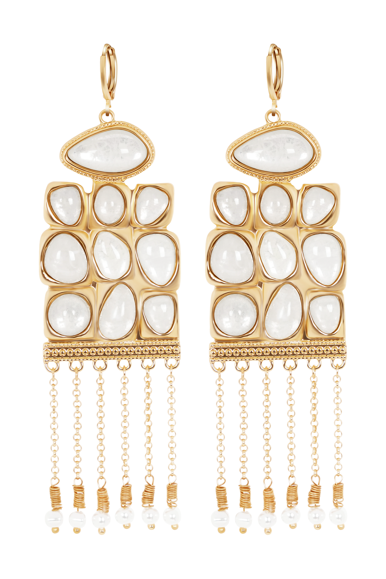 Annika Horizontal Resin Drop Earrings - Gold #6