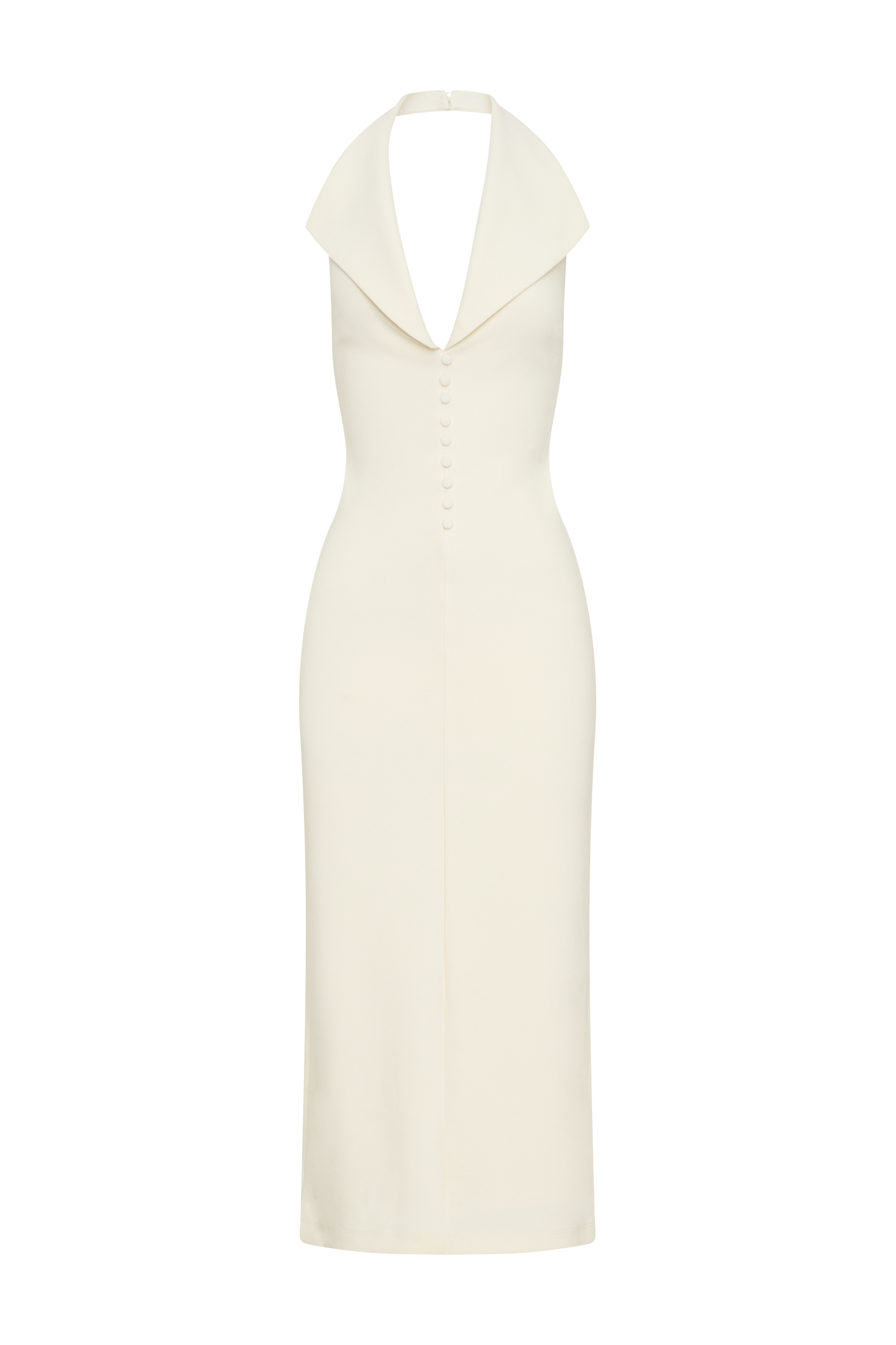 Annita Crepe Halter Midi Dress - Ivory | MESHKI US Annita Crepe Halter Midi Dress - Ivory | MESHKI US