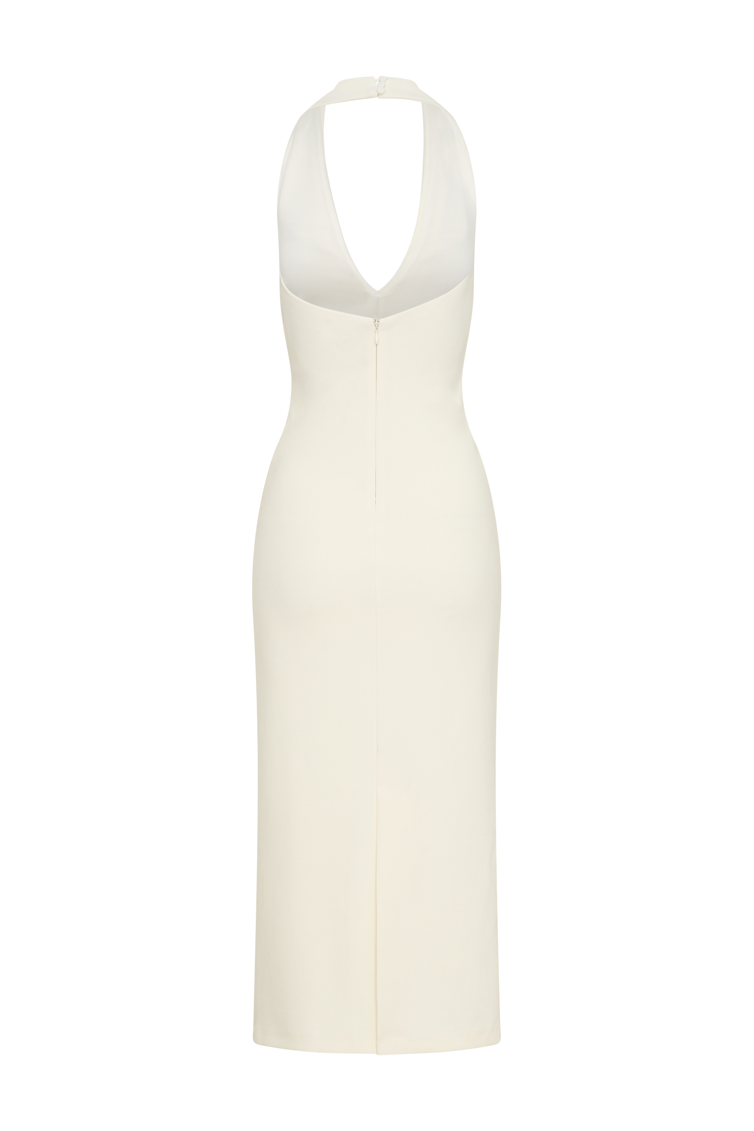 Annita Crepe Halter Midi Dress - Ivory | MESHKI US Annita Crepe Halter Midi Dress - Ivory | MESHKI US