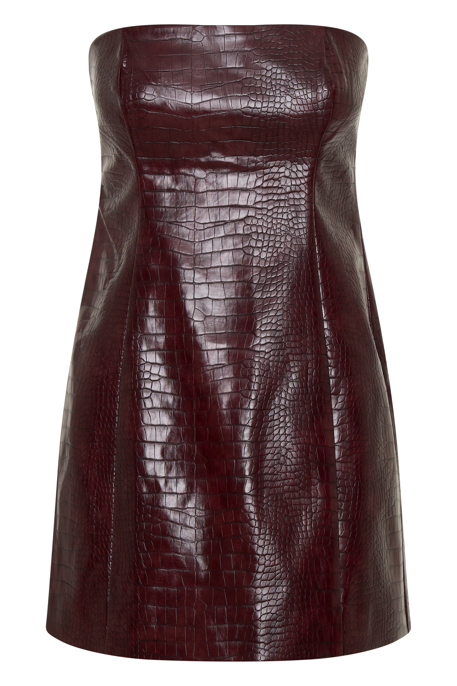 Anouk Faux Leather Strapless Mini Dress / Merlot | MESHKI