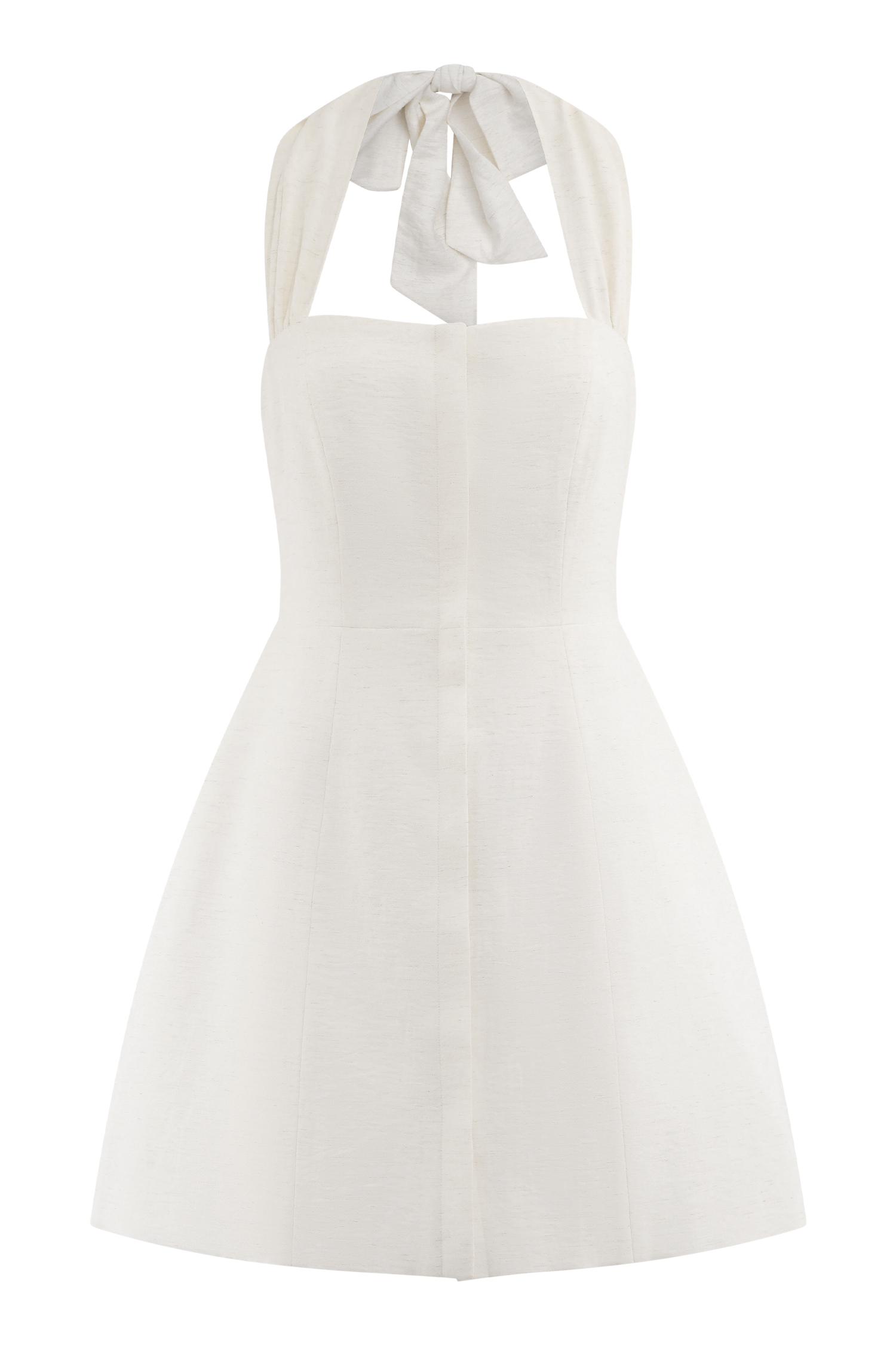 Anya Linen Halter Mini Dress - Oat Marle | MESHKI US Anya Linen Halter Mini Dress - Oat Marle | MESHKI US
