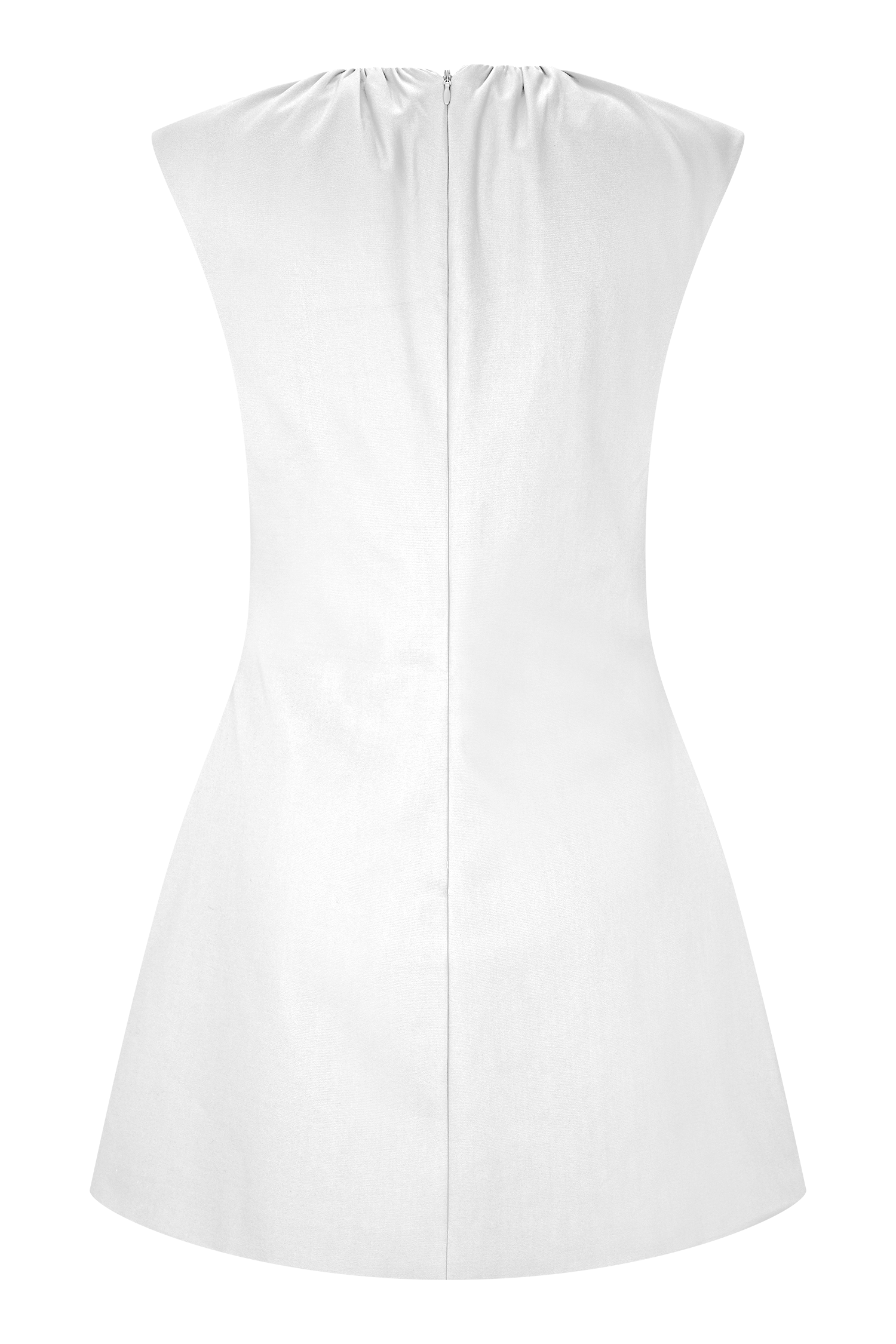 Ariana Pleated Neck Mini Dress / Ivory | Meshki | L Ariana Pleated Neck Mini Dress / Ivory | Meshki | L