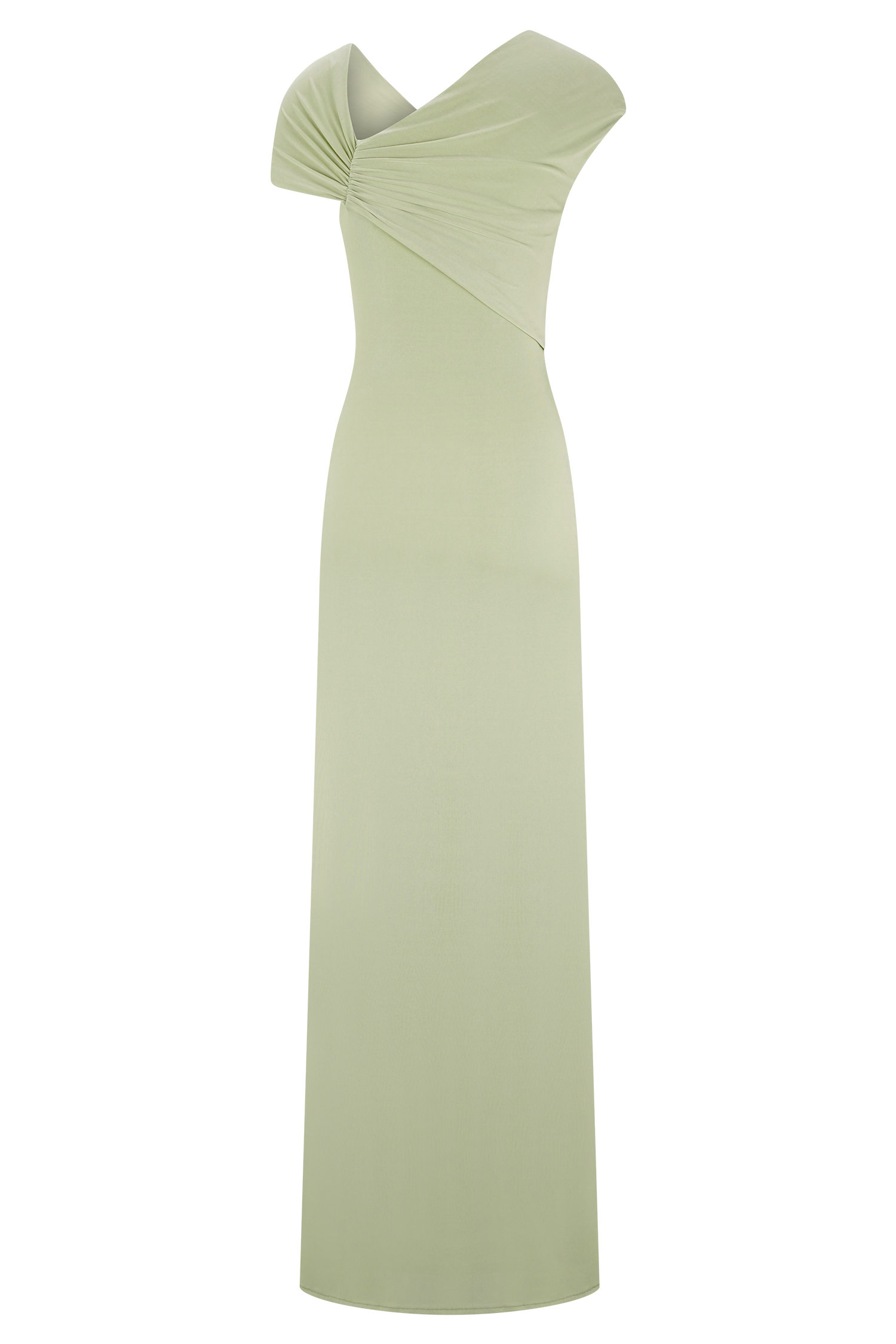 meshki sage green dress Ashford Asymmetrical Slinky Maxi Dress - Sage