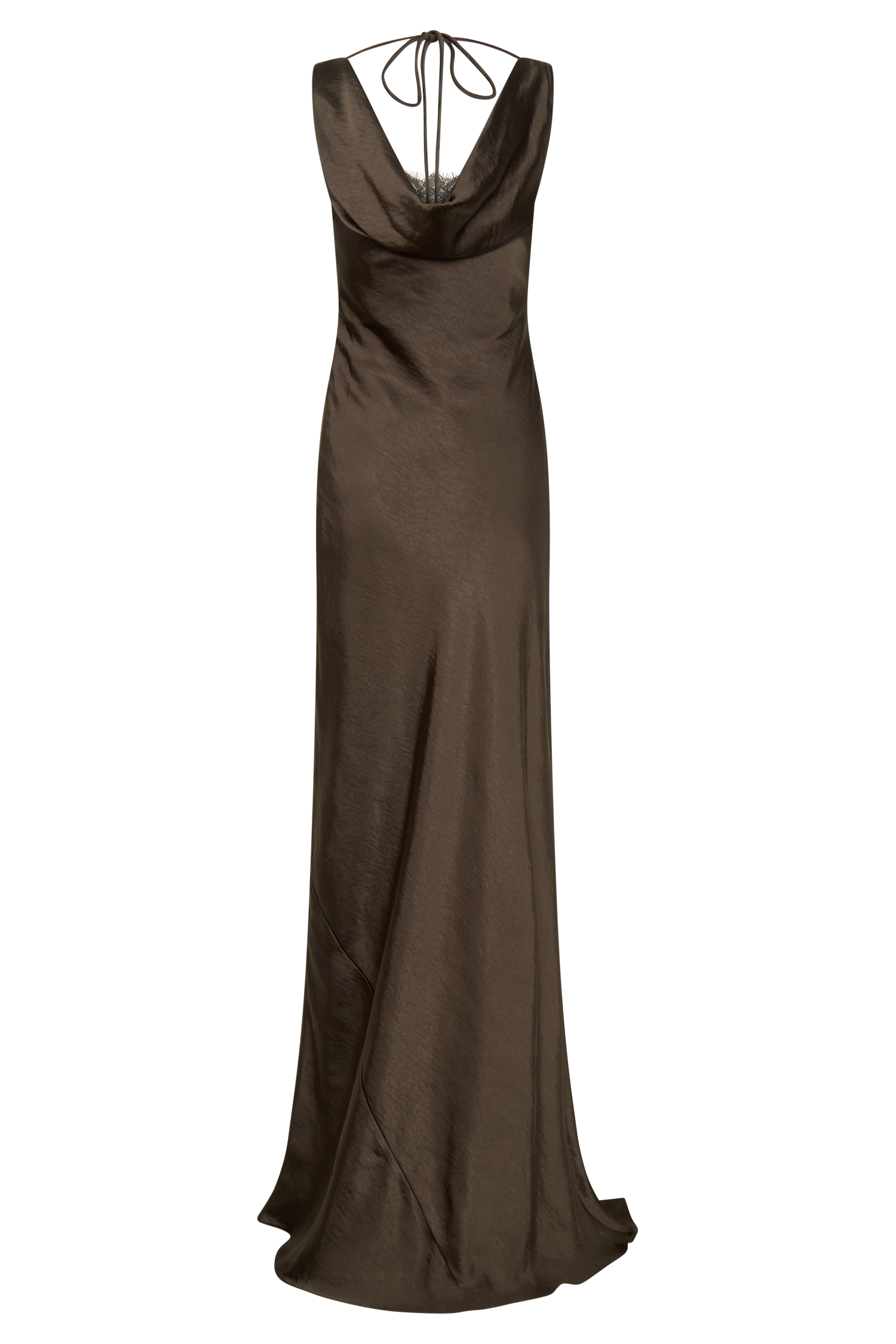 Ashley Cowl Neck Lace And Satin Maxi Dress - Mocha | MESHKI US Ashley Cowl Neck Lace And Satin Maxi Dress - Mocha | MESHKI US