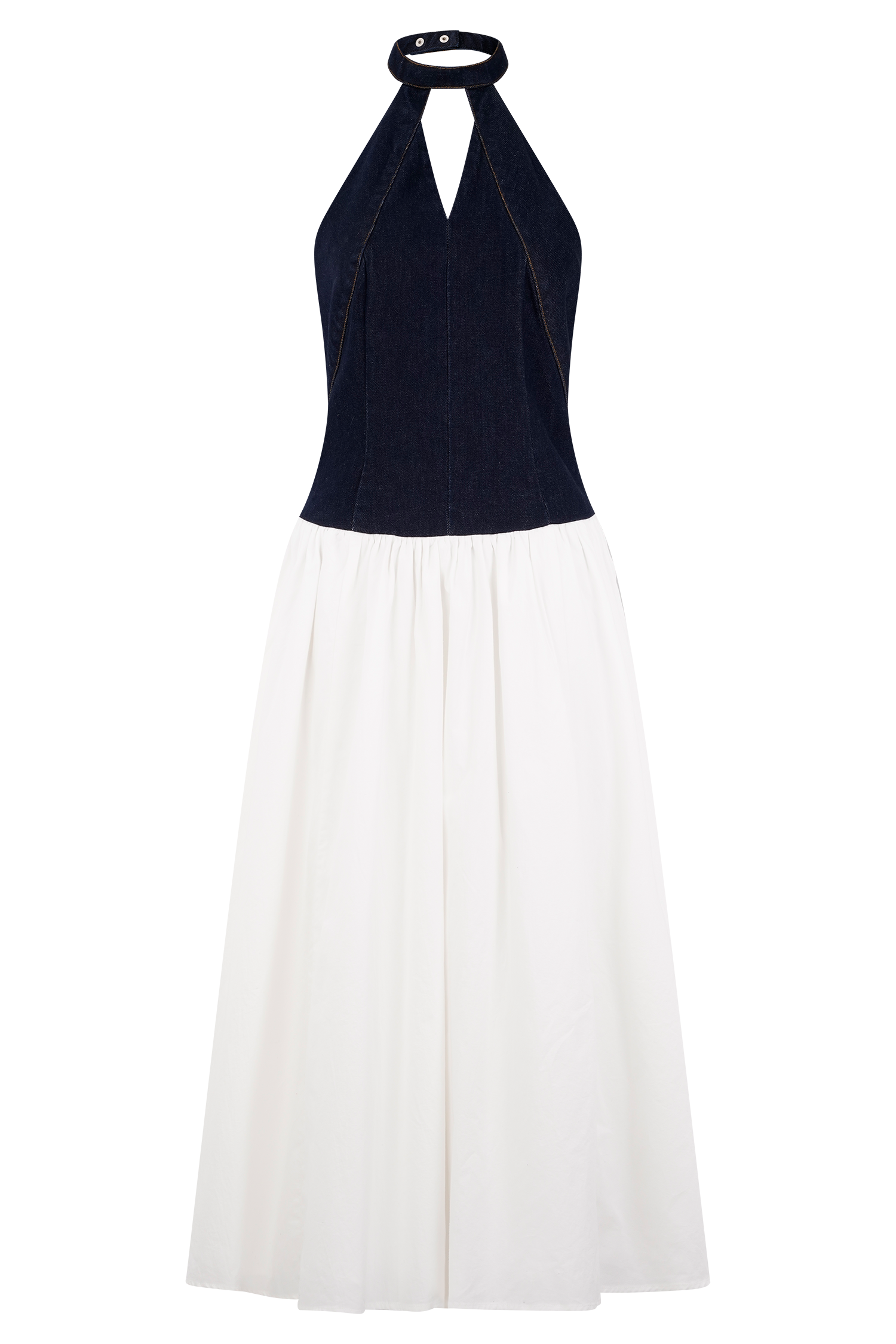 Ashwin Denim Cotton Midi Dress - Indigo Blue #9