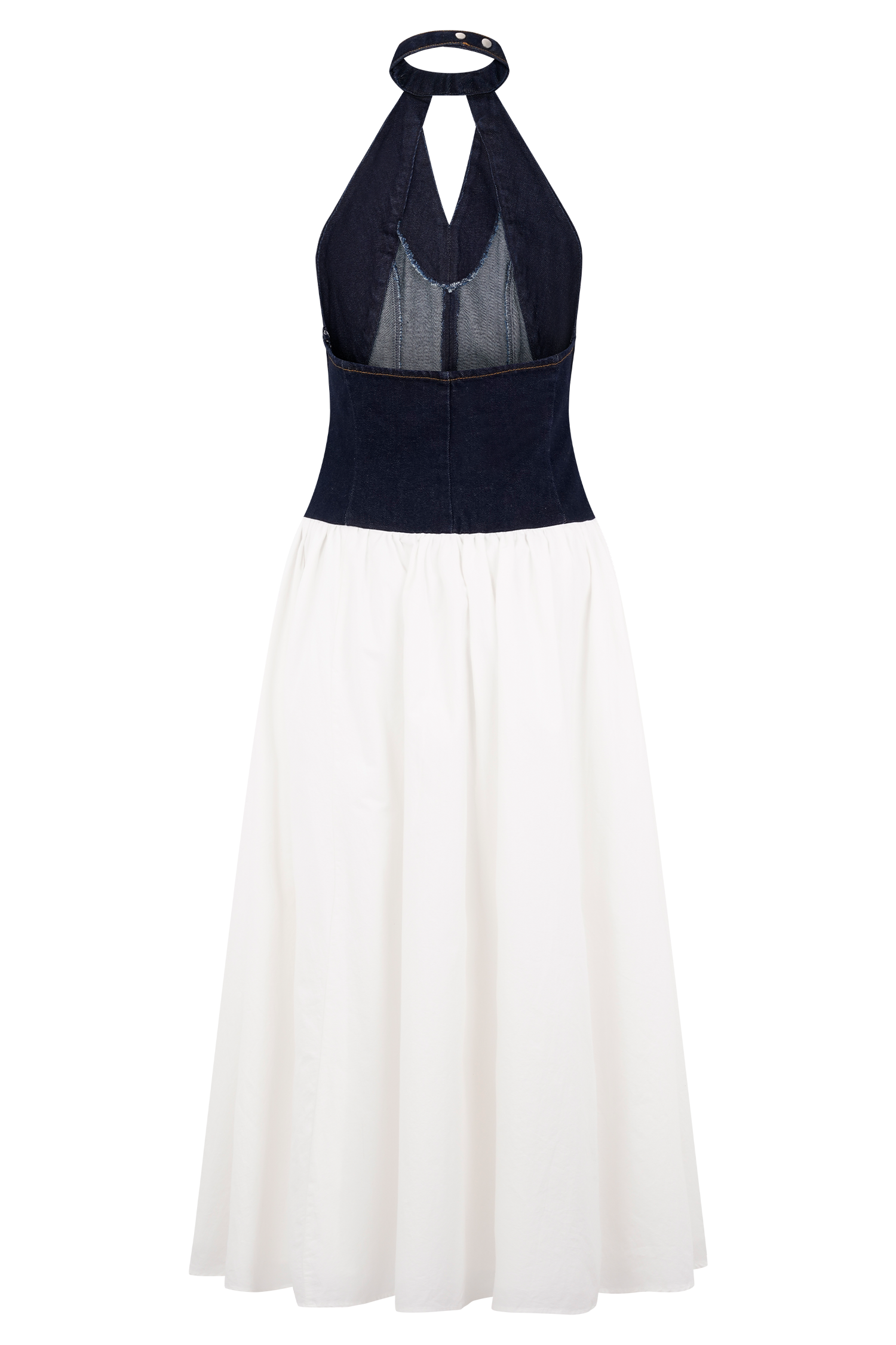 Ashwin Denim Cotton Midi Dress - Indigo Blue #8