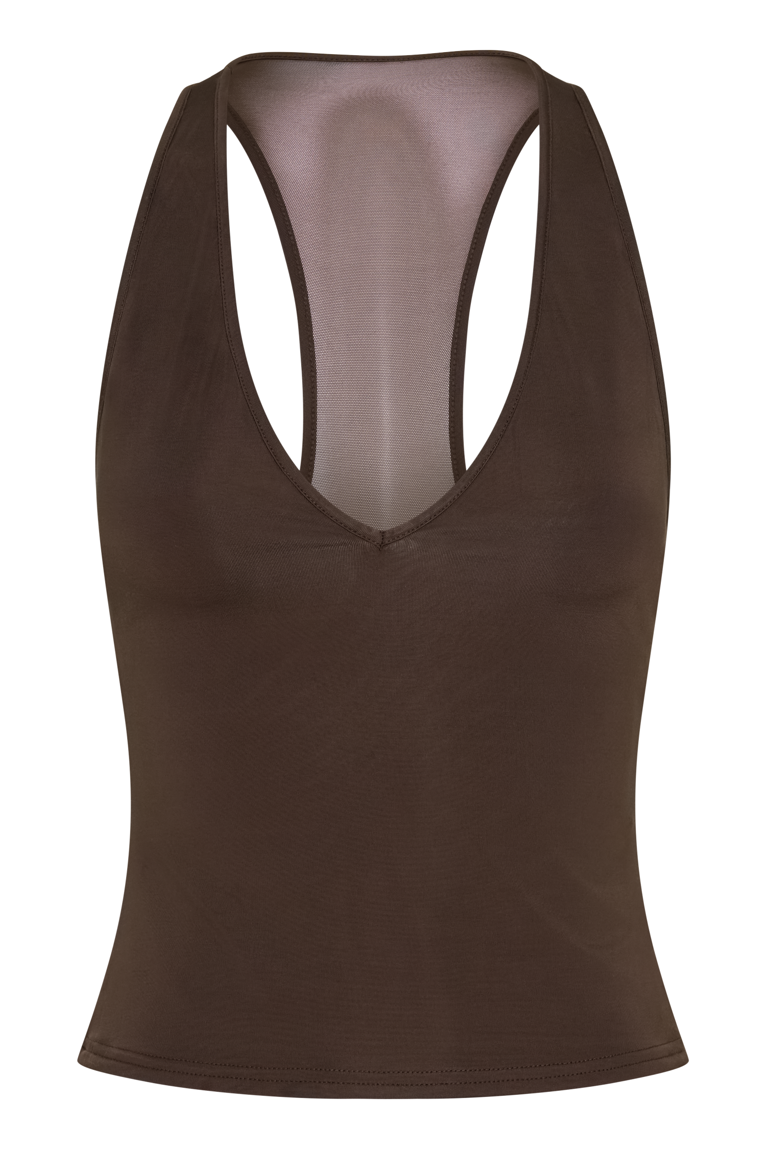 Aspyn Slinky And Mesh Top - Chocolate #9