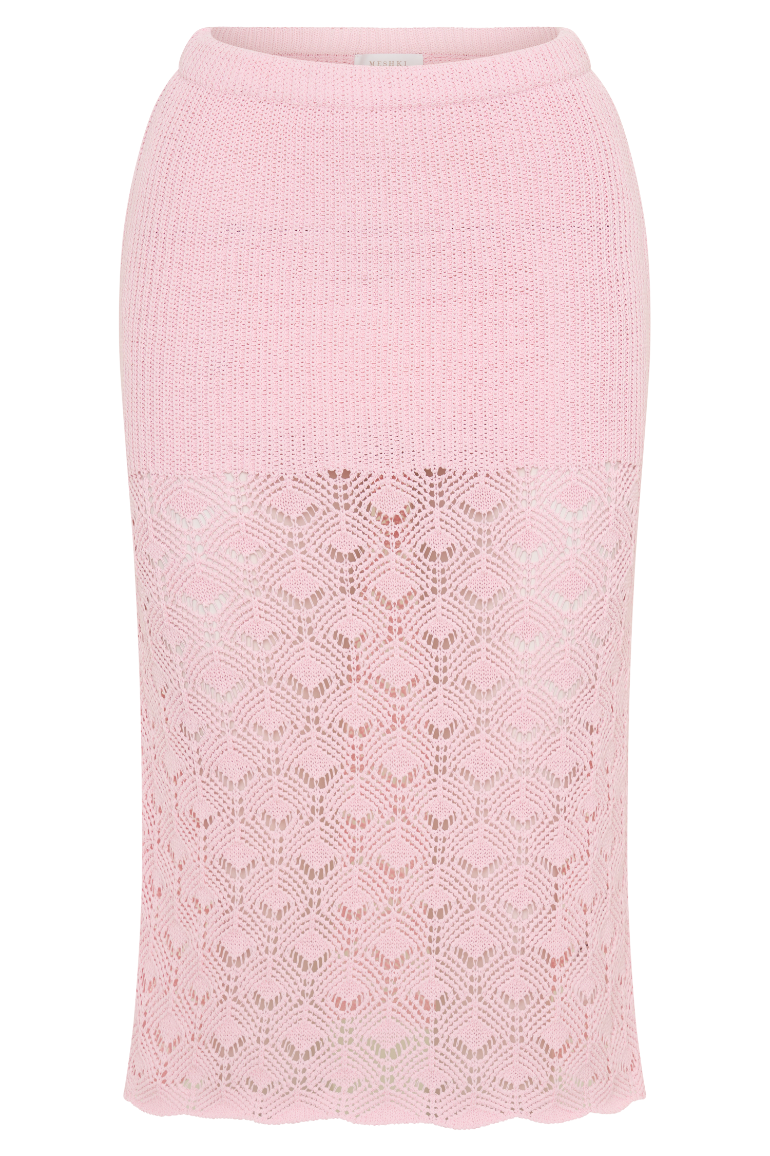Atlantis Crochet Knit Midi Skirt - Baby Pink #8