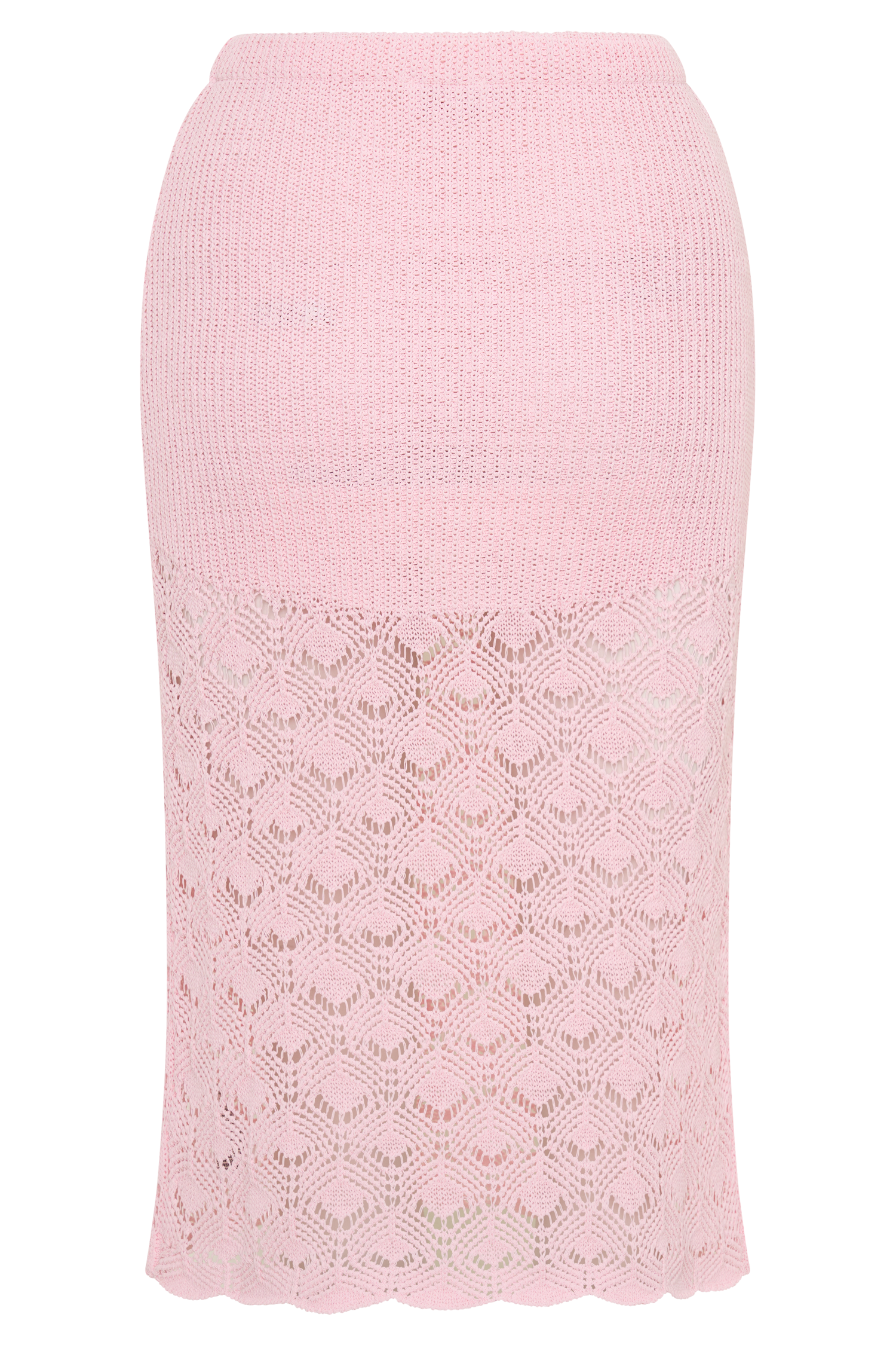Atlantis Crochet Knit Midi Skirt - Baby Pink #9