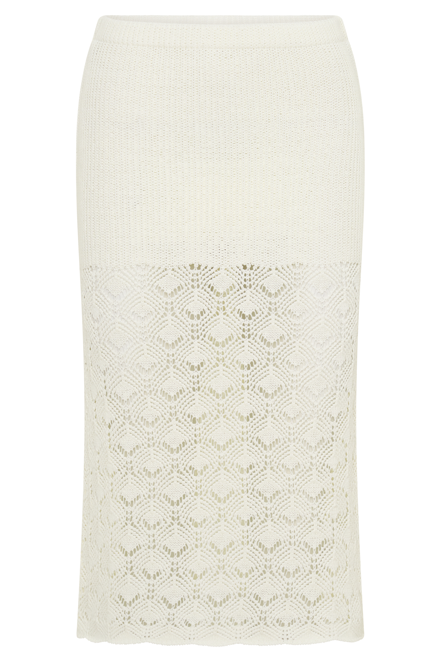 Atlantis Crochet Knit Midi Skirt - White #9