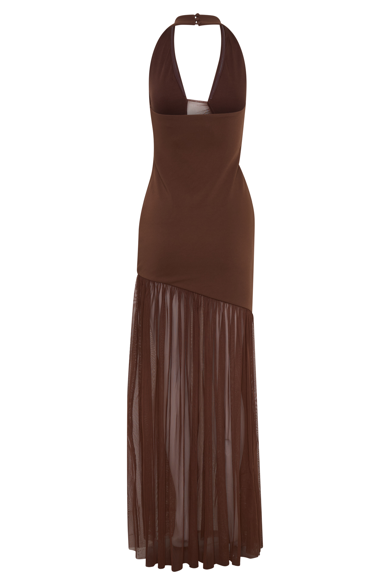 Aubree Crepe And Mesh Maxi Dress - Chocolate/Mocha #6