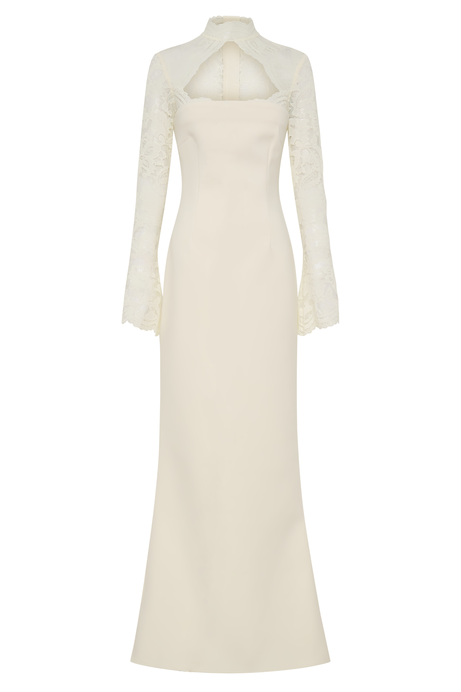 transparent long sleeve dress Aurelie Lace Maxi / Ivory | MESHKI المقاس:US8 Italian Dressing One Pan New - Dec - 2025 See through sleeve wedding