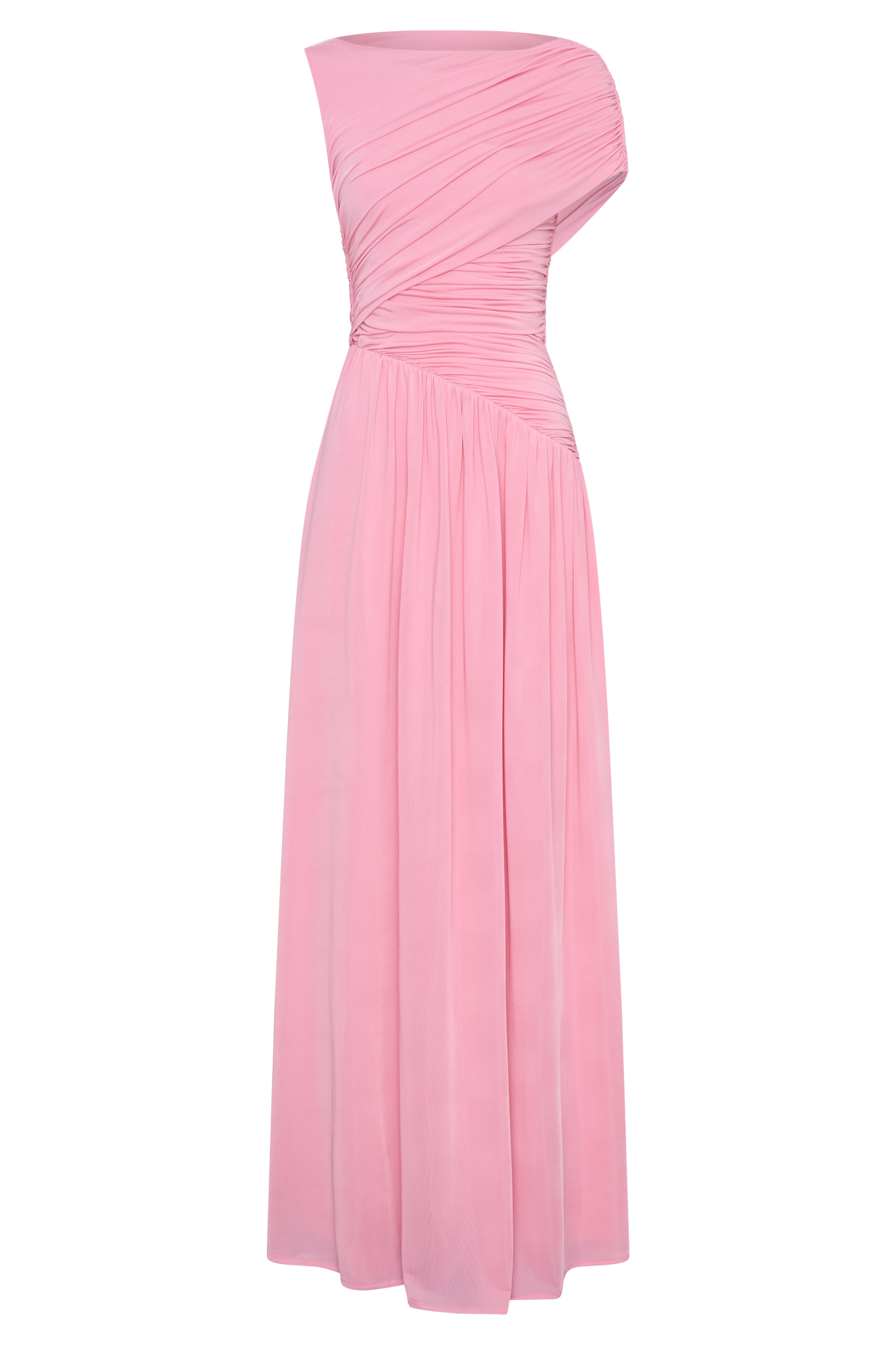 Ayeshya Slinky Asymmetric Maxi Dress - Candy Pink | MESHKI US Ayeshya Slinky Asymmetric Maxi Dress - Candy Pink | MESHKI US