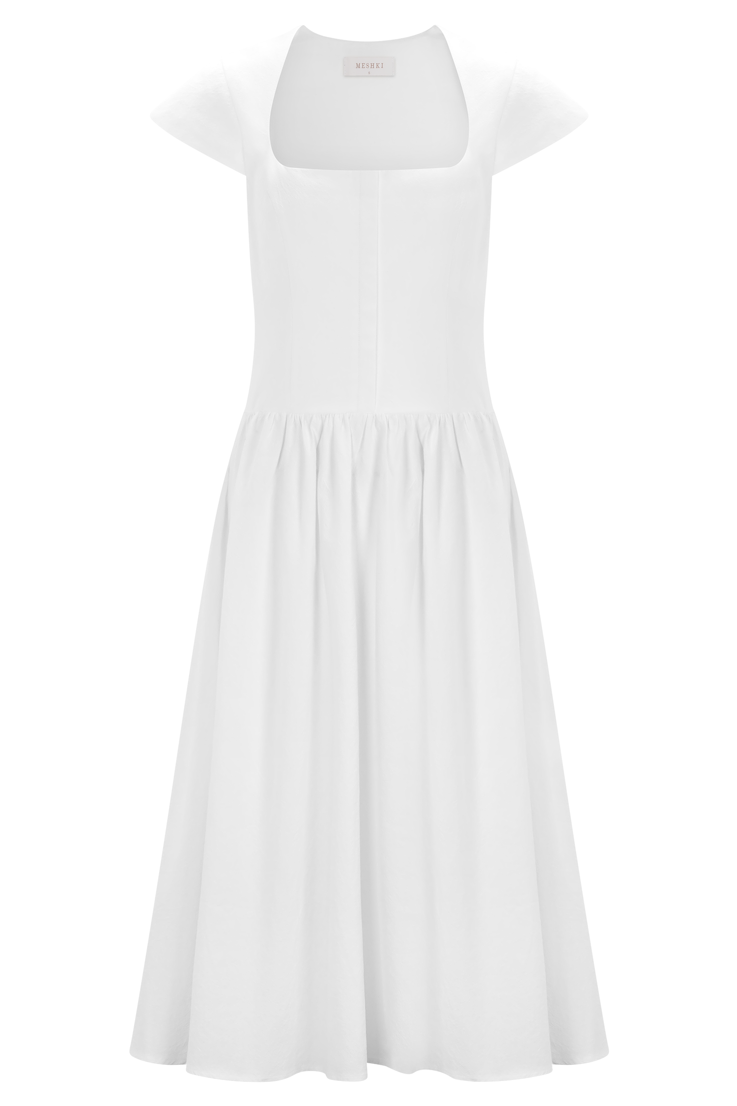 Ayla Cotton Fit and Flare Midi Dress / White | Meshki | Xs Ayla Cotton Fit and Flare Midi Dress / White | Meshki | Xs