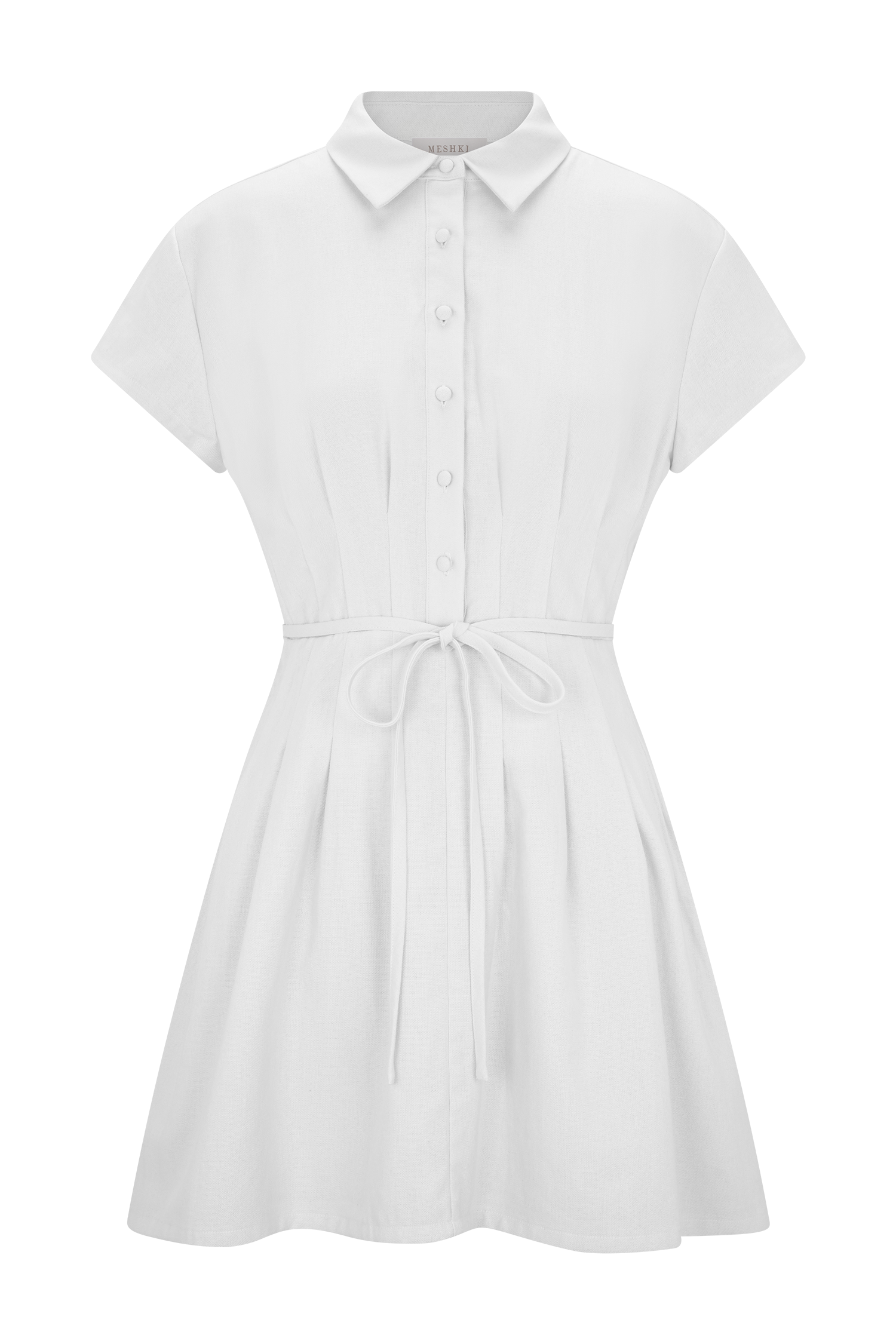 Aysha Buttoned Linen Mini Dress - White | MESHKI US Aysha Buttoned Linen Mini Dress - White | MESHKI US