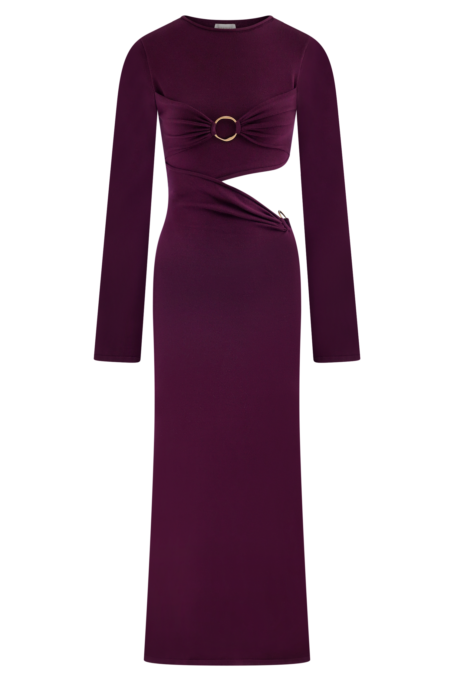 Azariah Long Sleeve Knit Midi Dress - Plum | MESHKI US Azariah Long Sleeve Knit Midi Dress - Plum | MESHKI US