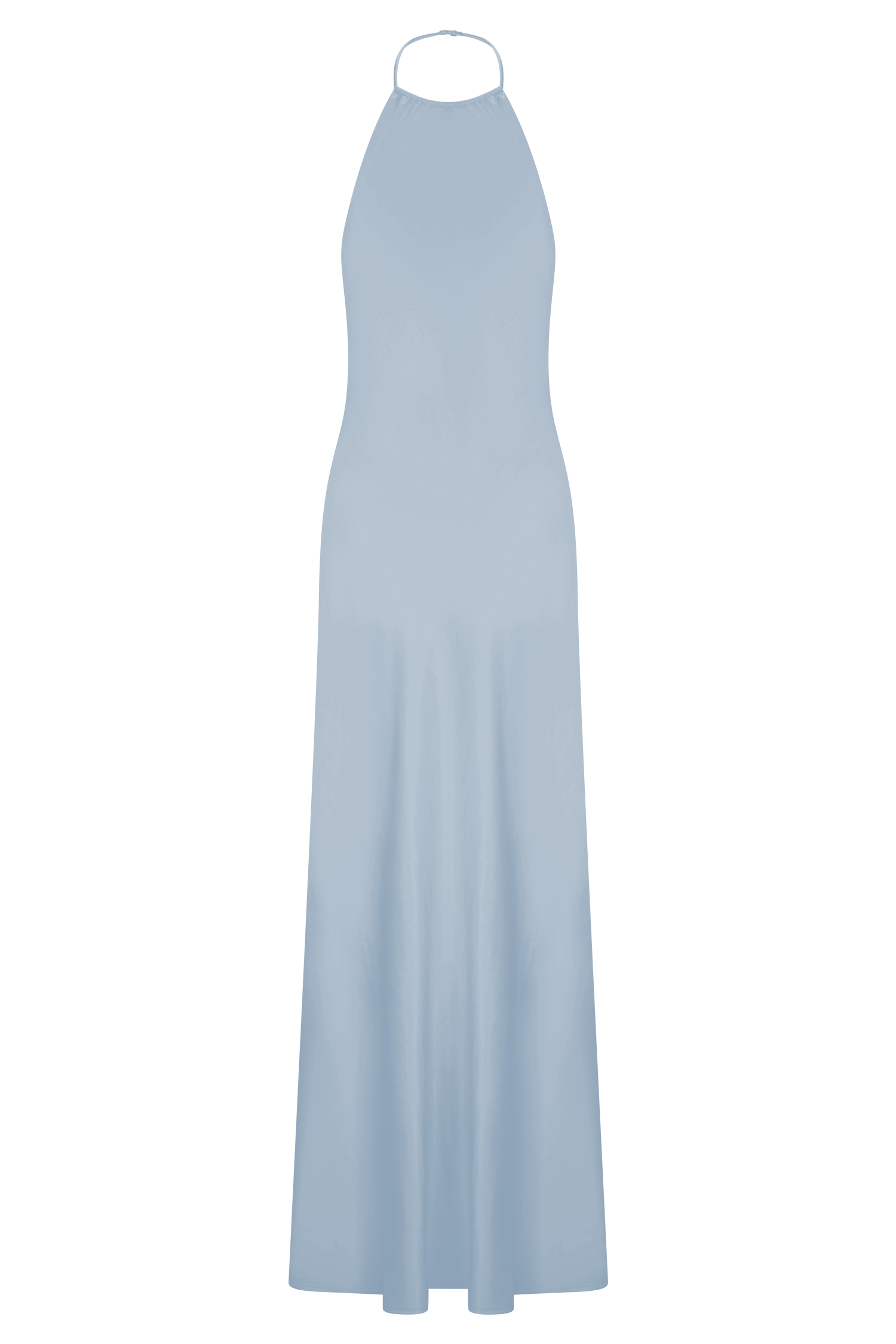 Bella Satin Halter Maxi Dress - Frosted Blue #11