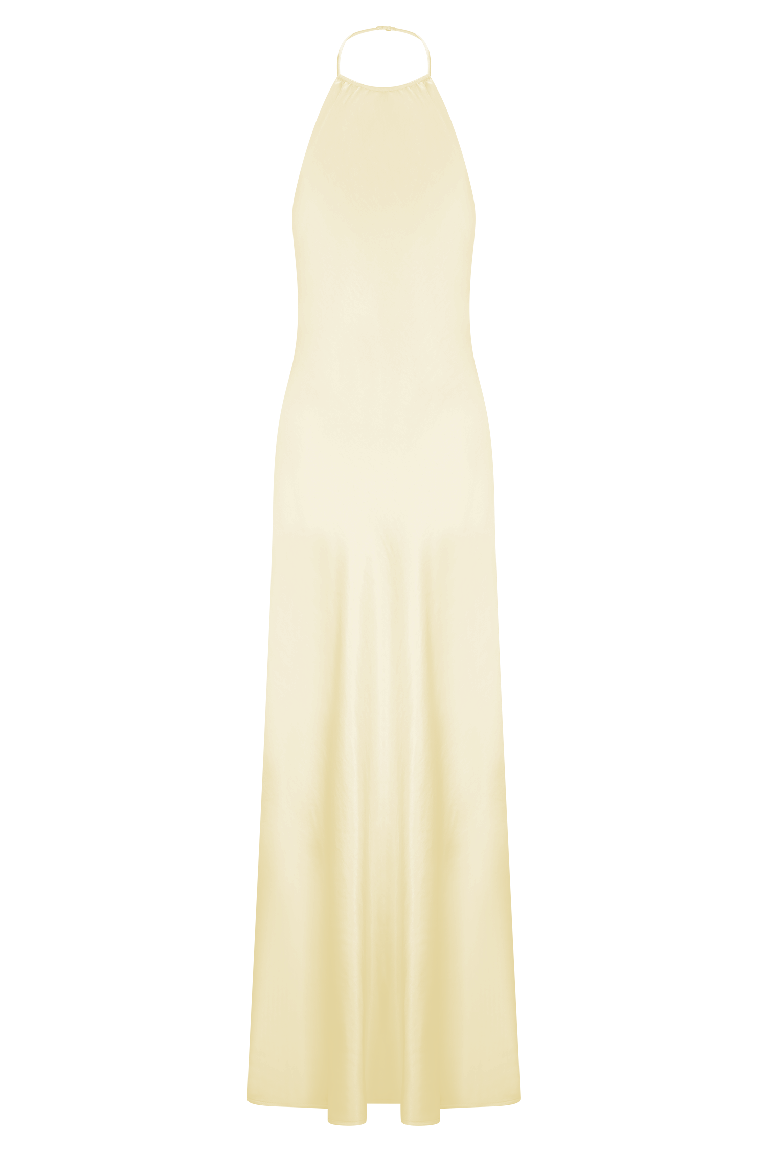 Bella Satin Halter Maxi Dress - Lemon | MESHKI US Bella Satin Halter Maxi Dress - Lemon | MESHKI US