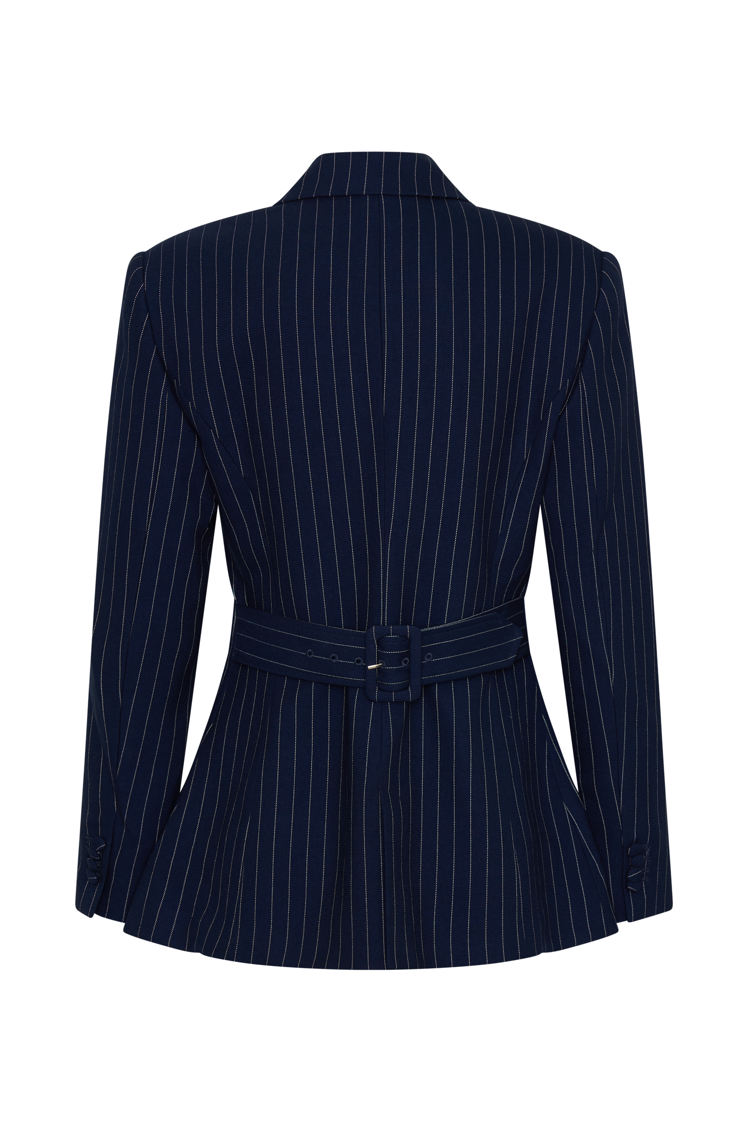 Bellamy Cinched Blazer - Navy Pinstripe | MESHKI US Bellamy Cinched Blazer - Navy Pinstripe | MESHKI US