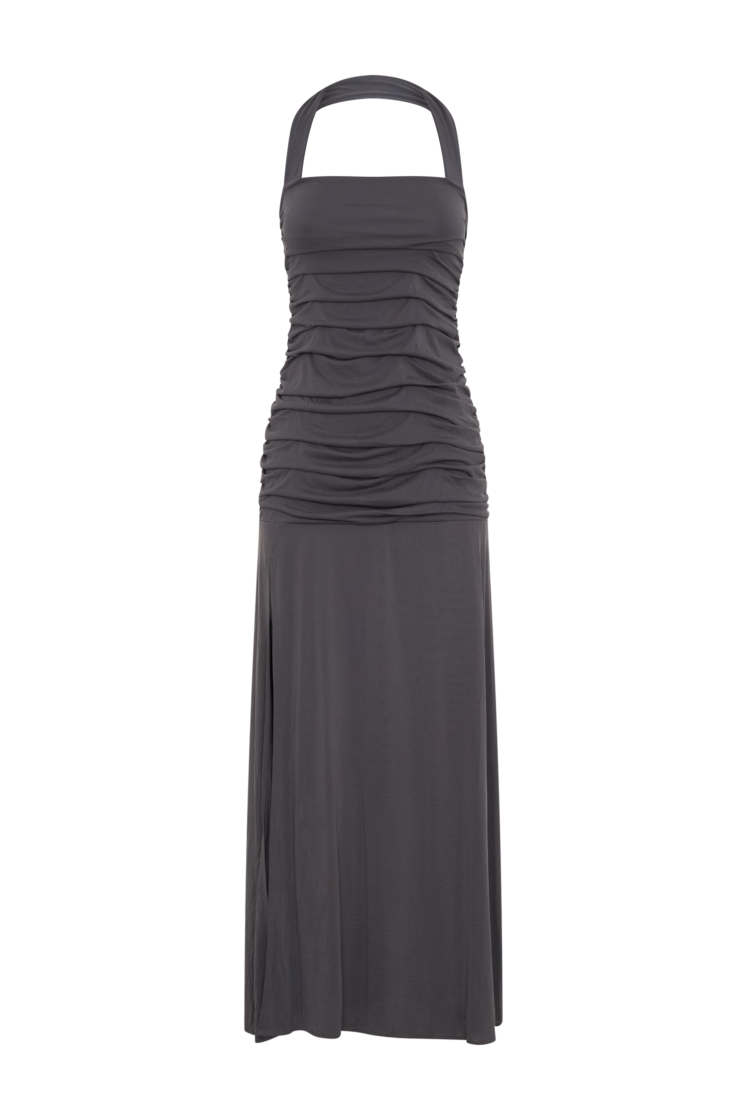 Bentley Peached Jersey Halter Maxi Dress / Charcoal | Meshki | Xs Bentley Peached Jersey Halter Maxi Dress / Charcoal | Meshki | Xs