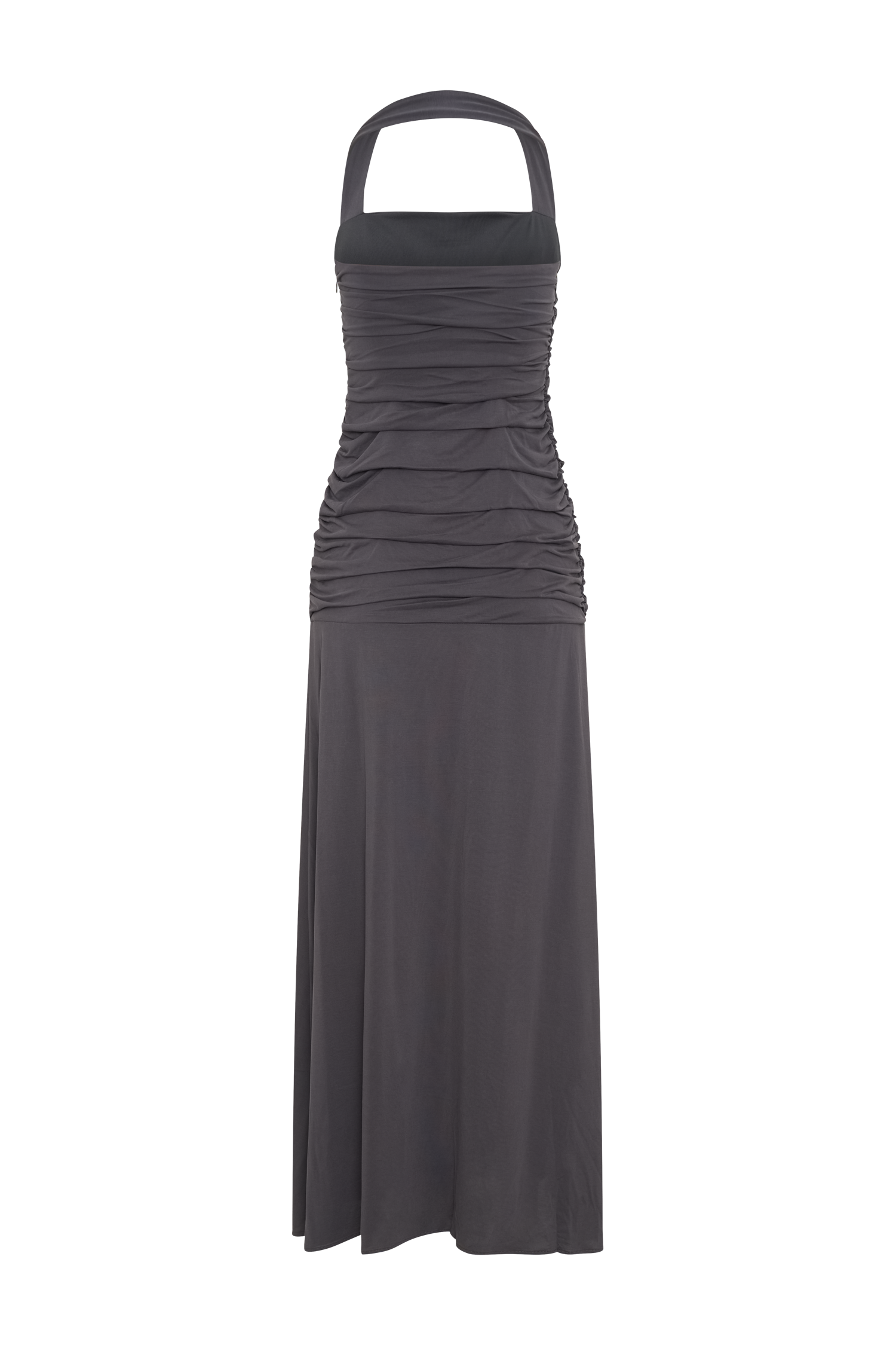 Bentley Peached Jersey Halter Maxi Dress - Charcoal | MESHKI US Bentley Peached Jersey Halter Maxi Dress - Charcoal | MESHKI US