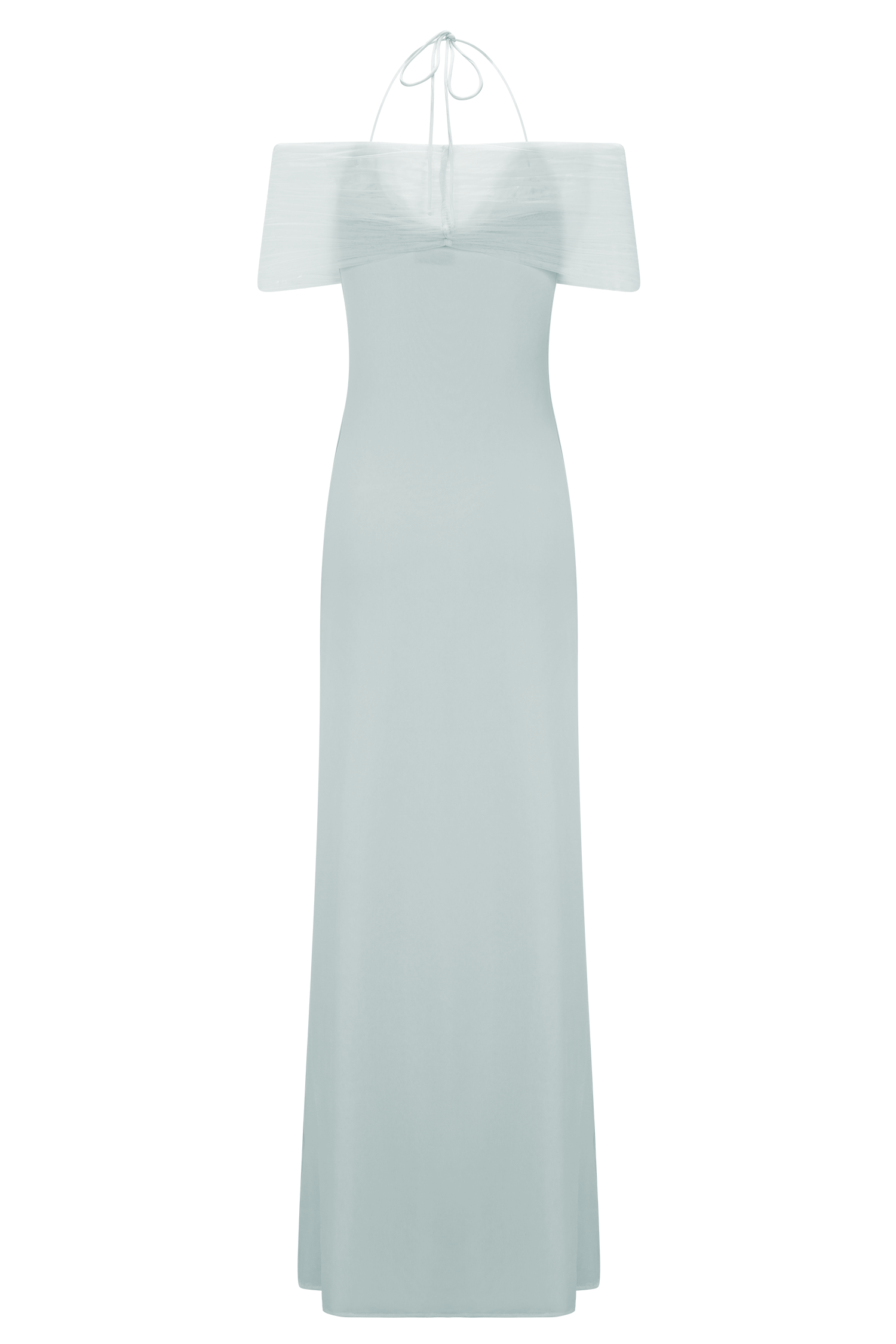 Bernadina Mesh And Slinky Halter Maxi Dress - Pale Blue #7