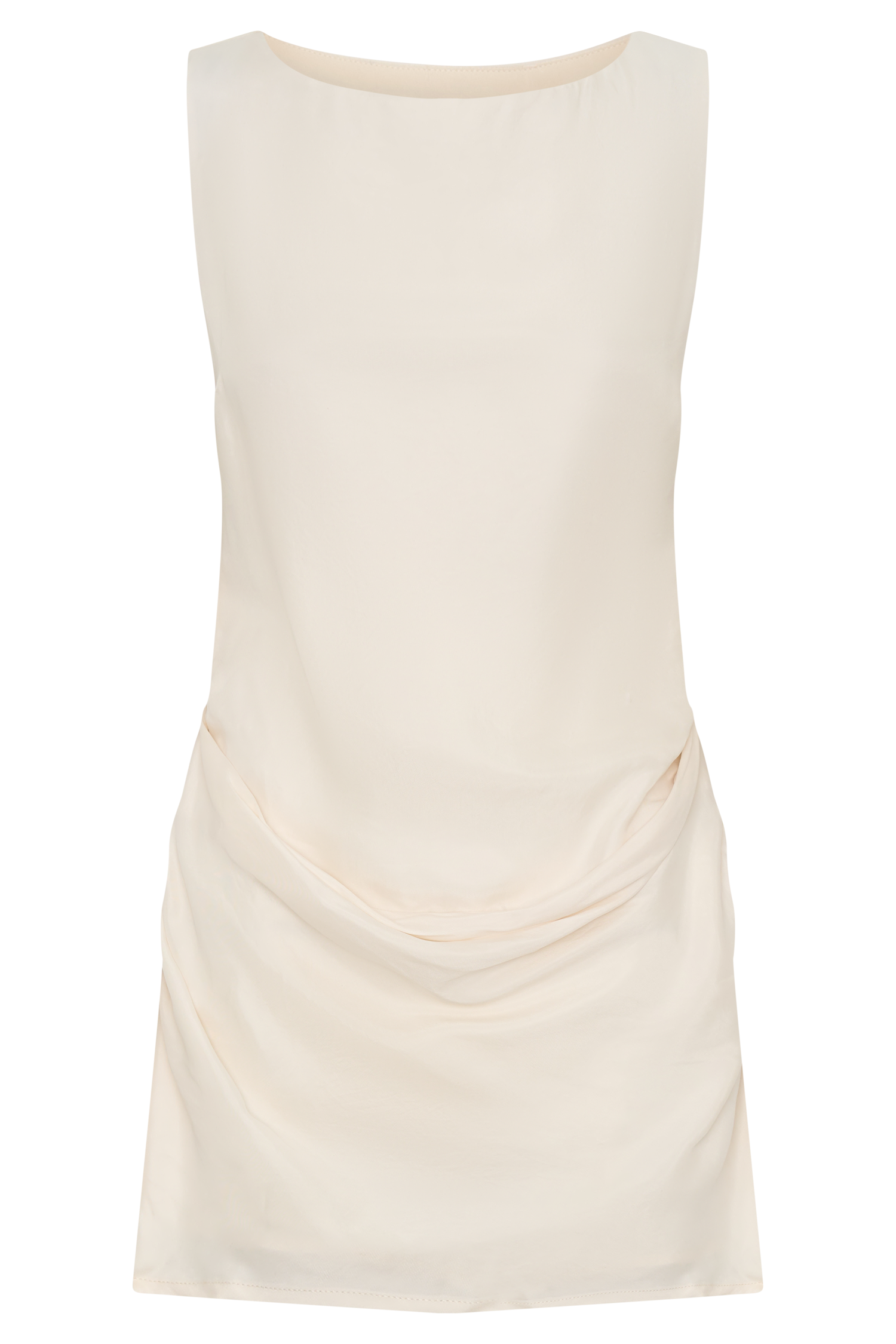 draped a-line mini dress in ivory Draped Halterneck Satin Mini Dress in Ivory - 8 main image 0