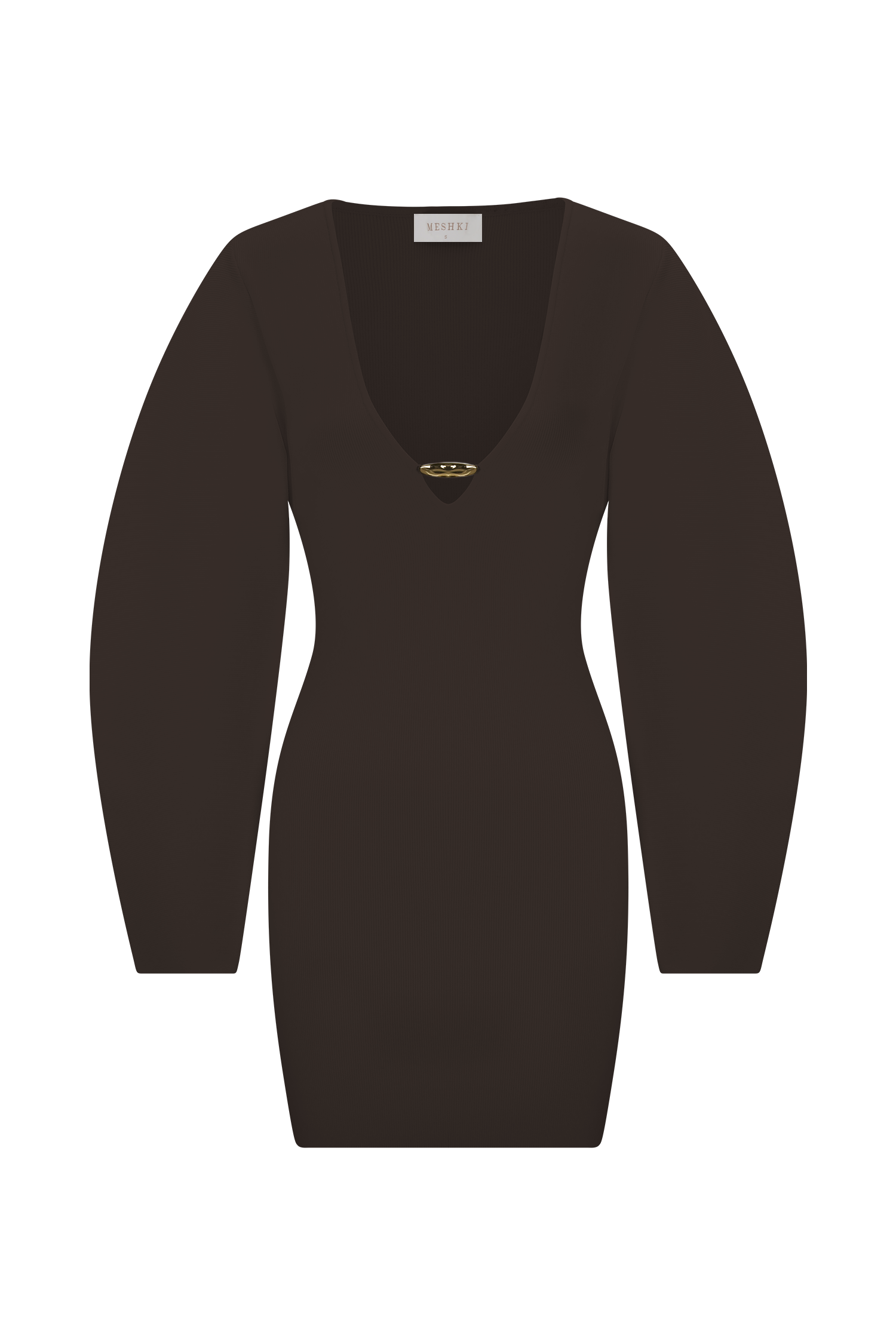 Billy Balloon Sleeve Knit Mini Dress - Dark Chocolate | MESHKI US Billy Balloon Sleeve Knit Mini Dress - Dark Chocolate | MESHKI US