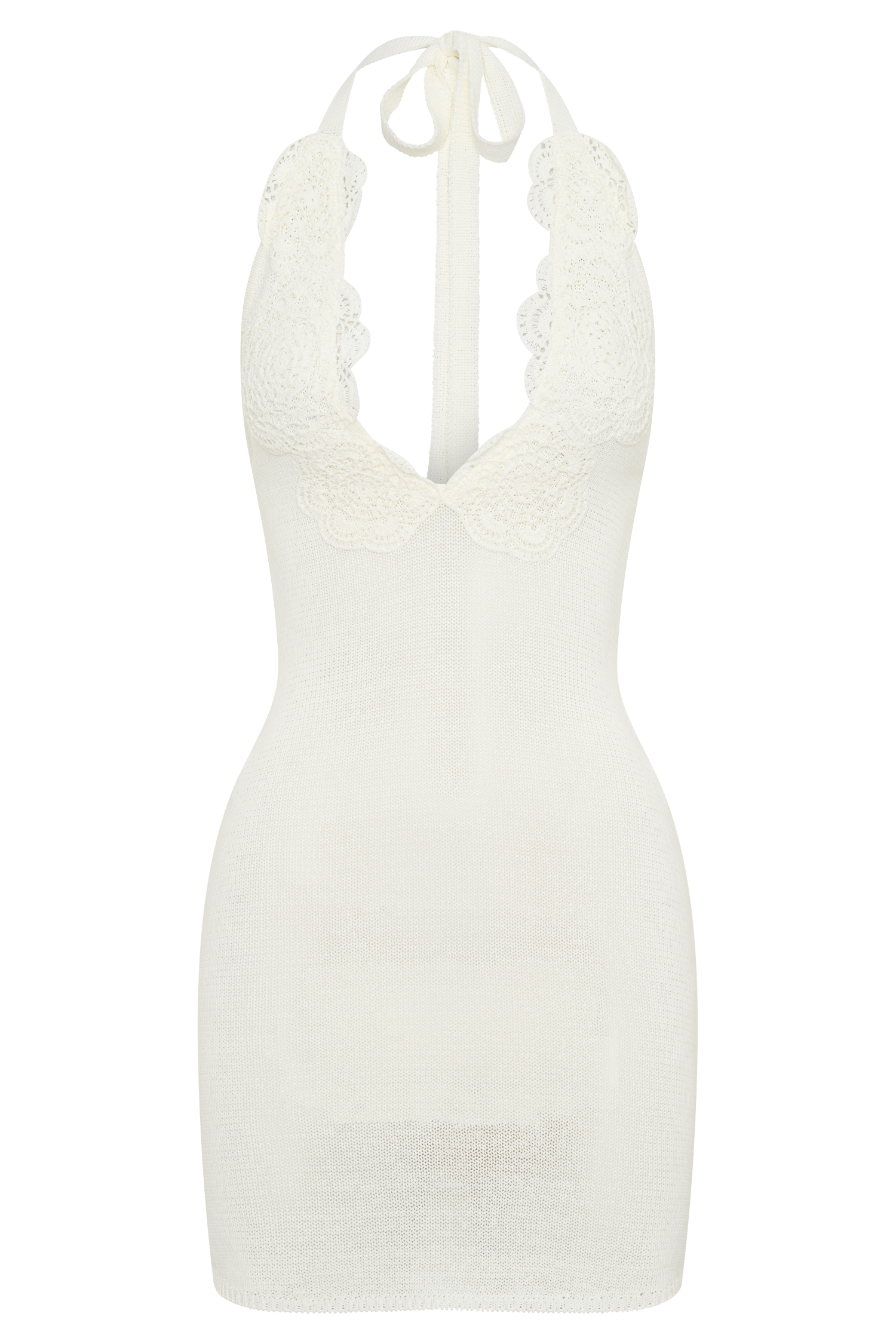 Bohdie Crochet Halter Mini Dress / Ivory | MESHKI
