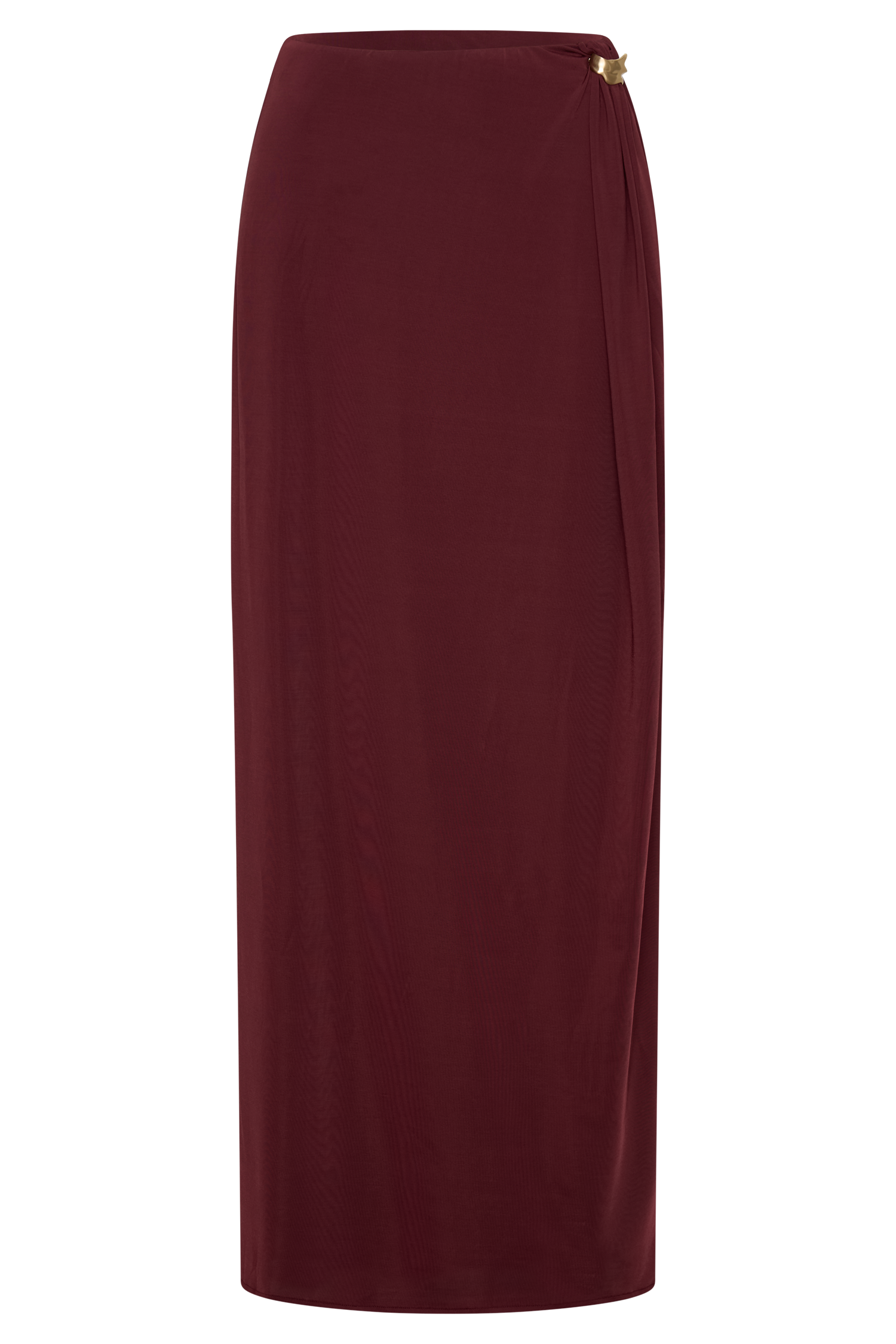Bridget Slinky Maxi Skirt With Hardware - Burgundy #10