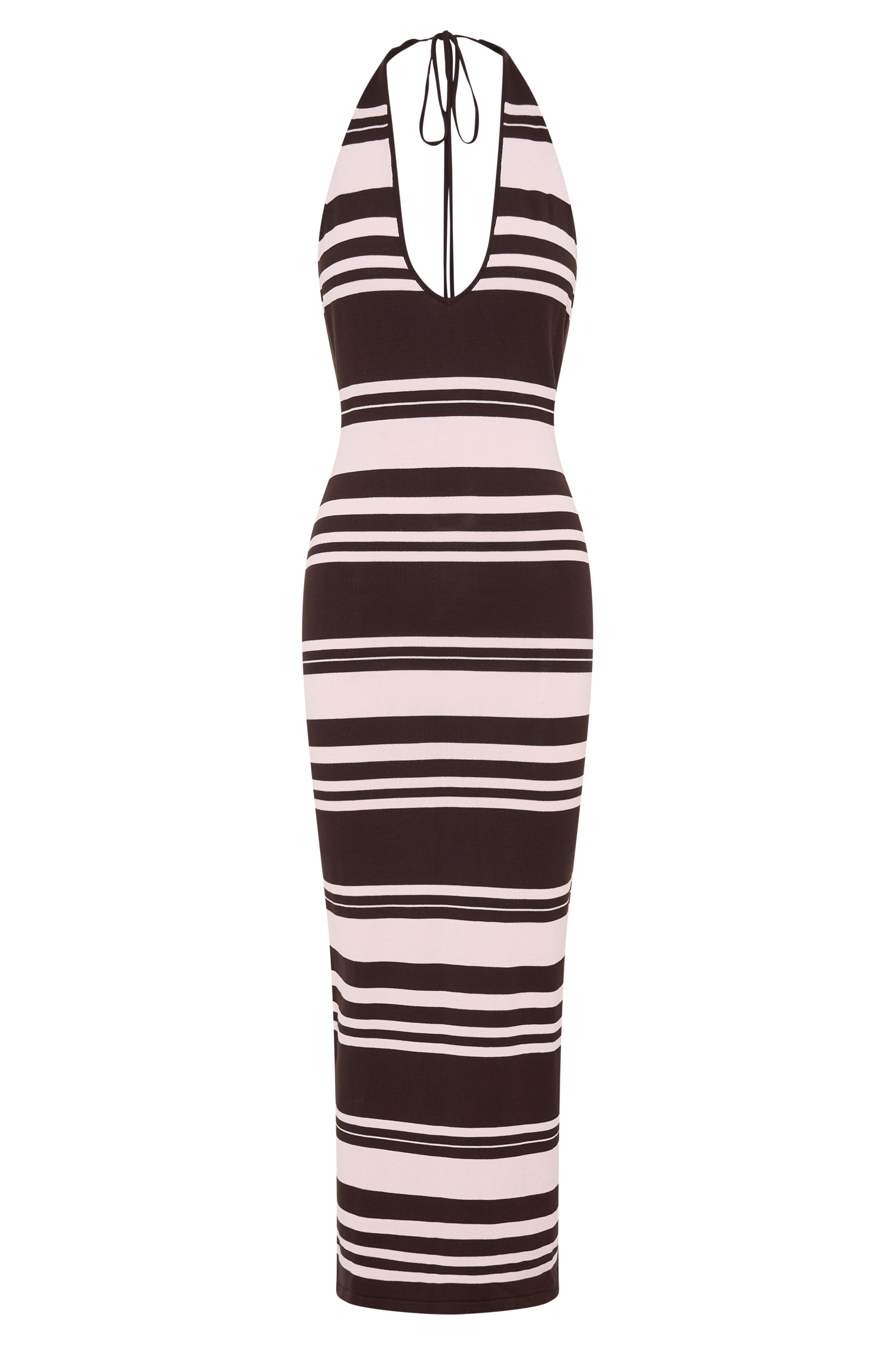 Brienne Stripe Midi Dress / Pink/Chocolate | MESHKI