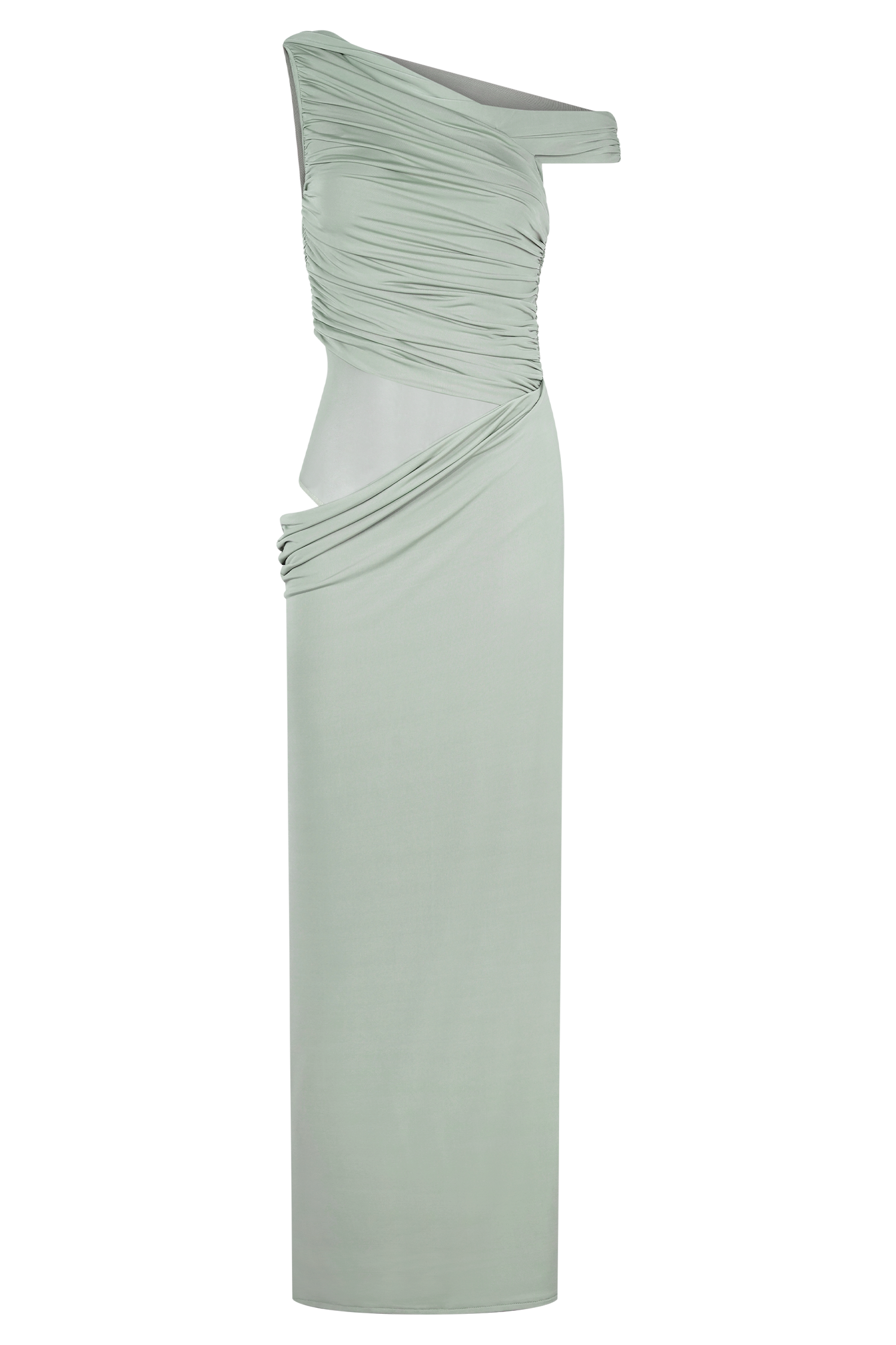 Callen One Shoulder Slinky Maxi Dress - Sage | MESHKI US Callen One Shoulder Slinky Maxi Dress - Sage | MESHKI US