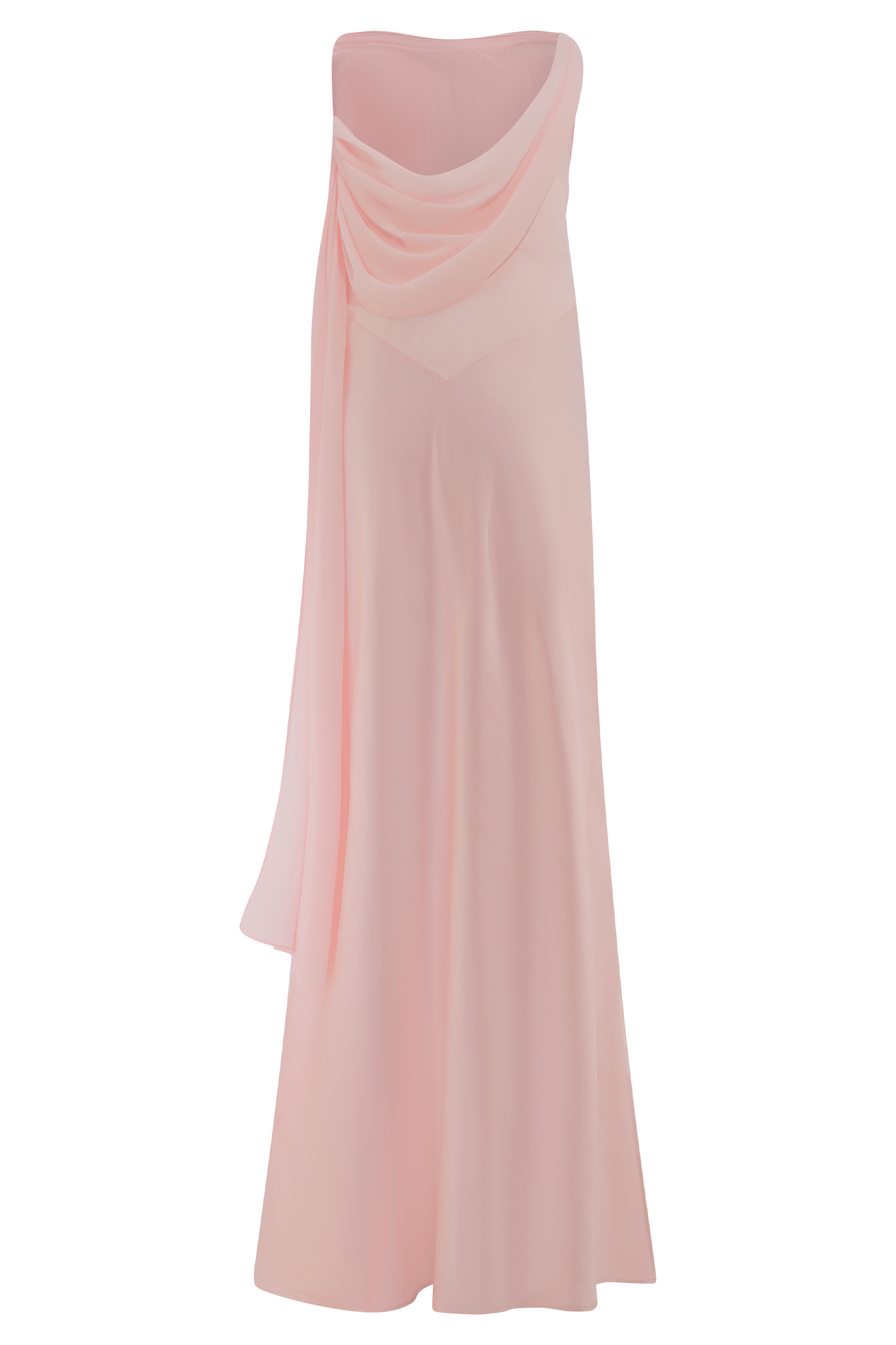 Carah Satin And Chiffon Maxi Dress - Pale Pink | MESHKI US Carah Satin And Chiffon Maxi Dress - Pale Pink | MESHKI US