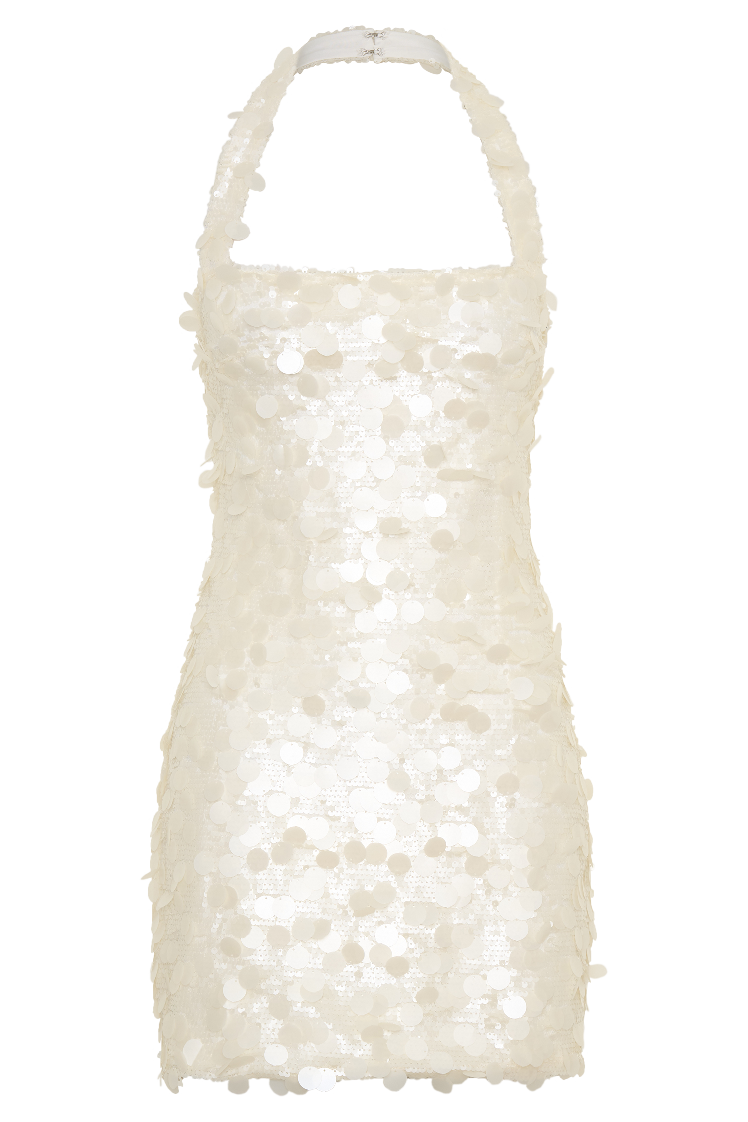 Caralee Sequin Halter Mini Dress - Ivory | MESHKI US Caralee Sequin Halter Mini Dress - Ivory | MESHKI US