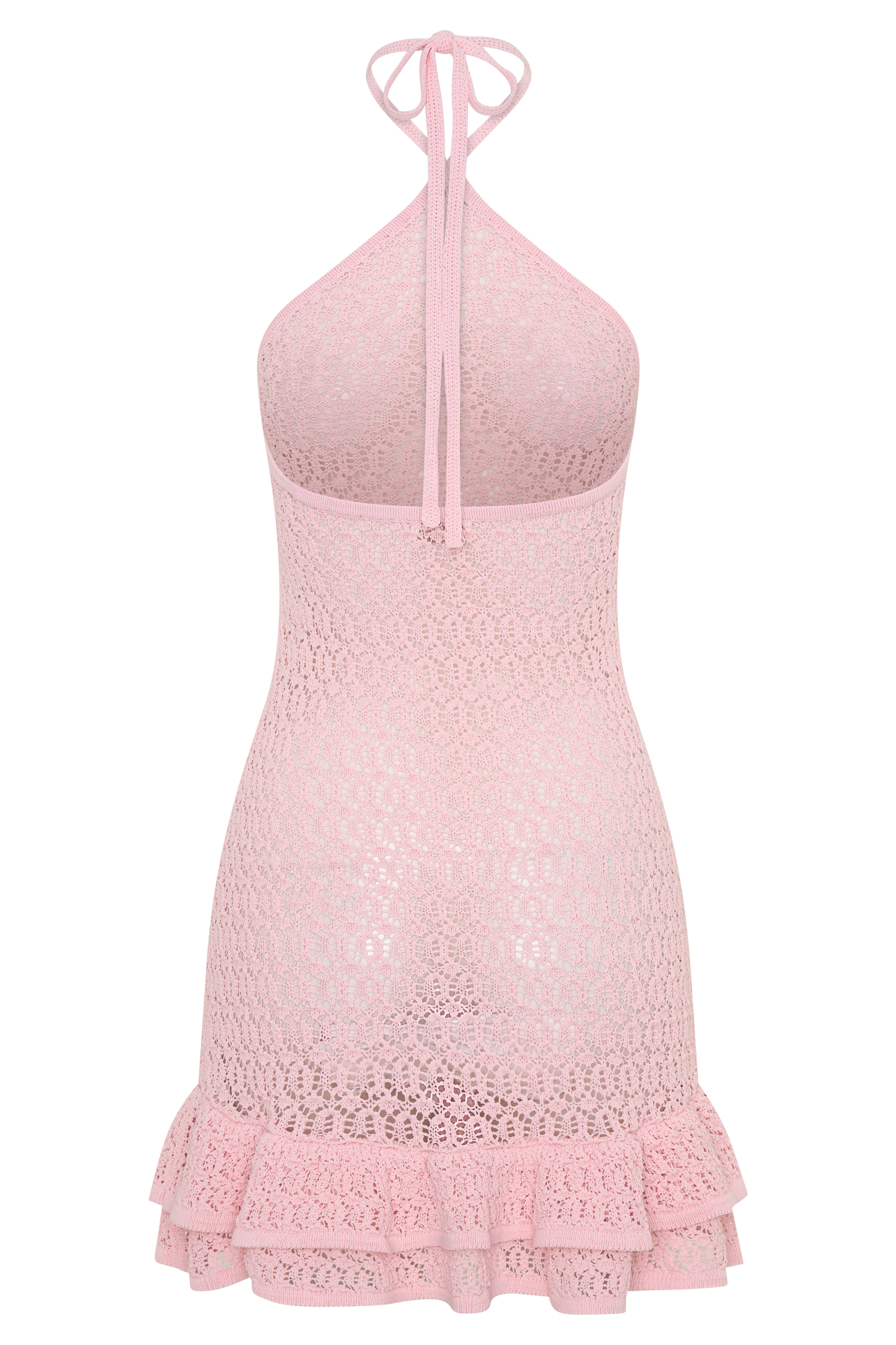 Carrisa Crochet Knit Mini Dress - Baby Pink | MESHKI US Carrisa Crochet Knit Mini Dress - Baby Pink | MESHKI US