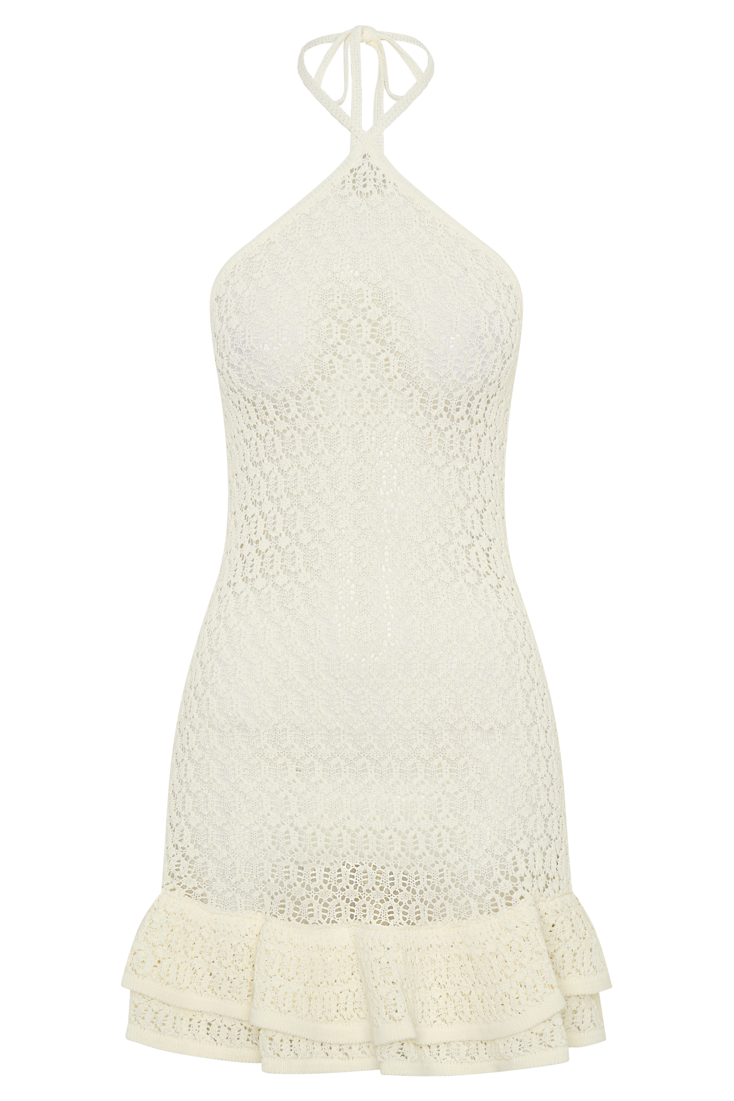 Carrisa Crochet Knit Mini Dress / White | MESHKI