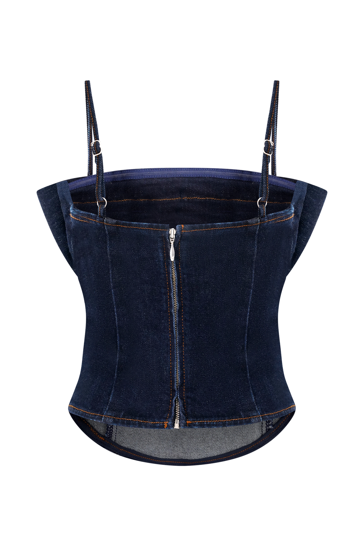 Cecilia Denim Frill Corset - Indigo Blue | MESHKI US Cecilia Denim Frill Corset - Indigo Blue | MESHKI US