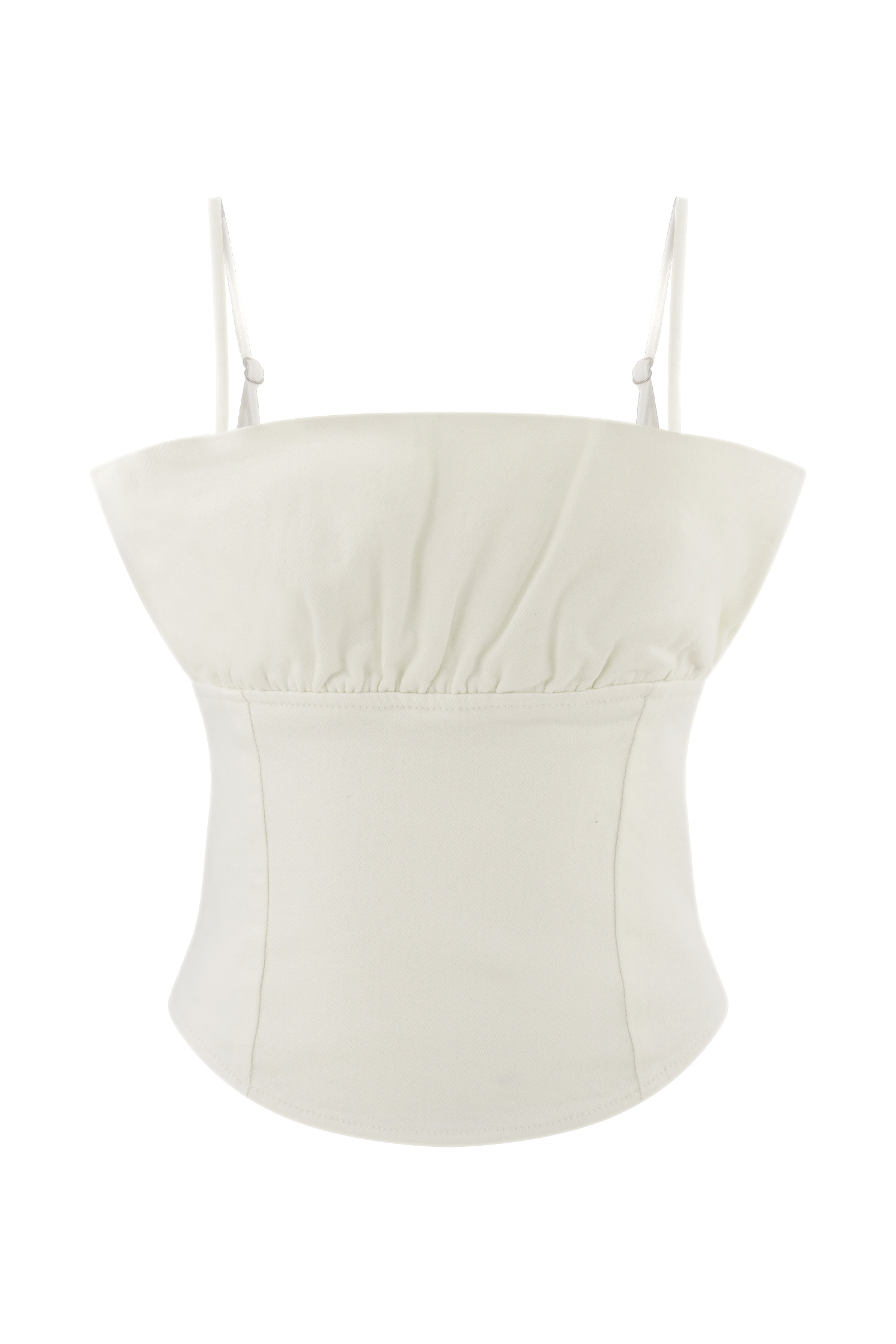 Cecilia Denim Frill Corset - White | MESHKI US Cecilia Denim Frill Corset - White | MESHKI US