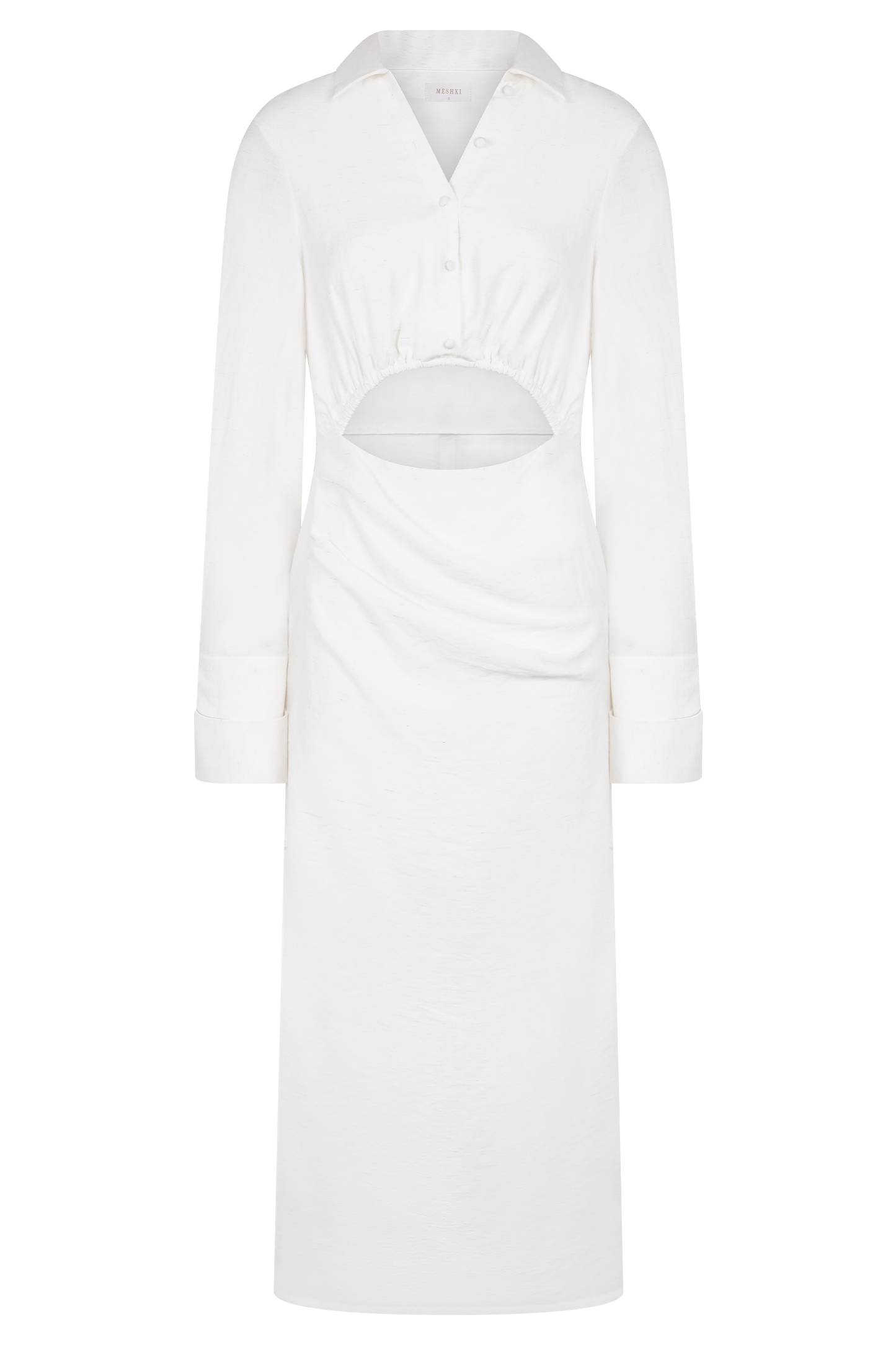 Cecilie Cut Out Shirt Midi Dress - White