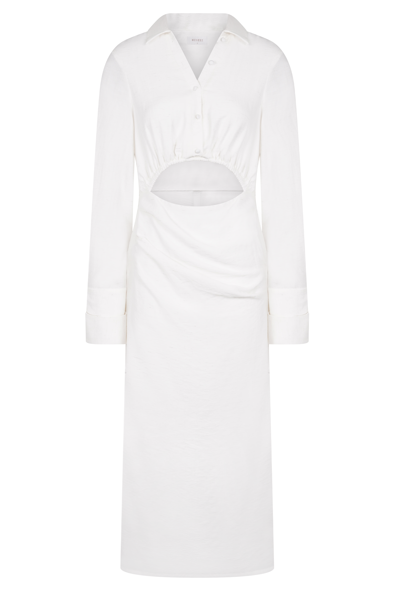 Cecilie Cut Out Shirt Midi Dress - White #7