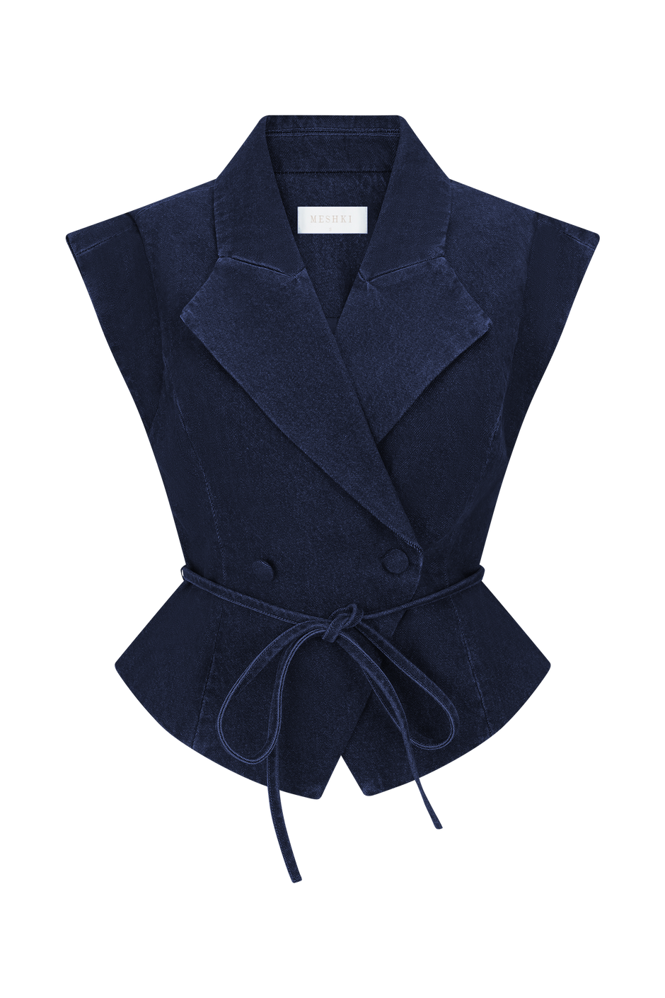 Charley Structured Tie Denim Top - Indigo Blue main image 1