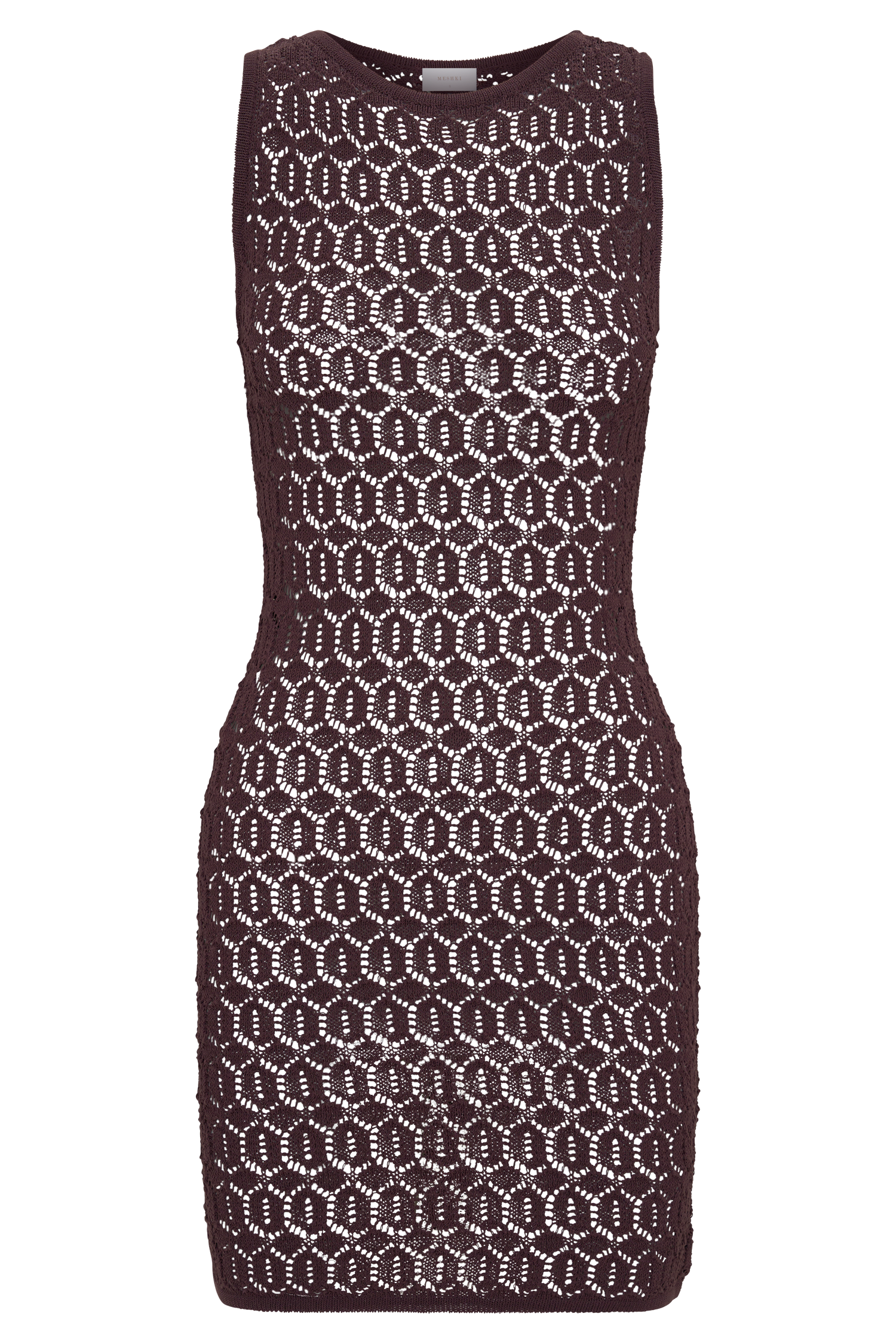 Cherly Knit Crochet Mini Dress - Chocolate | MESHKI US Cherly Knit Crochet Mini Dress - Chocolate | MESHKI US